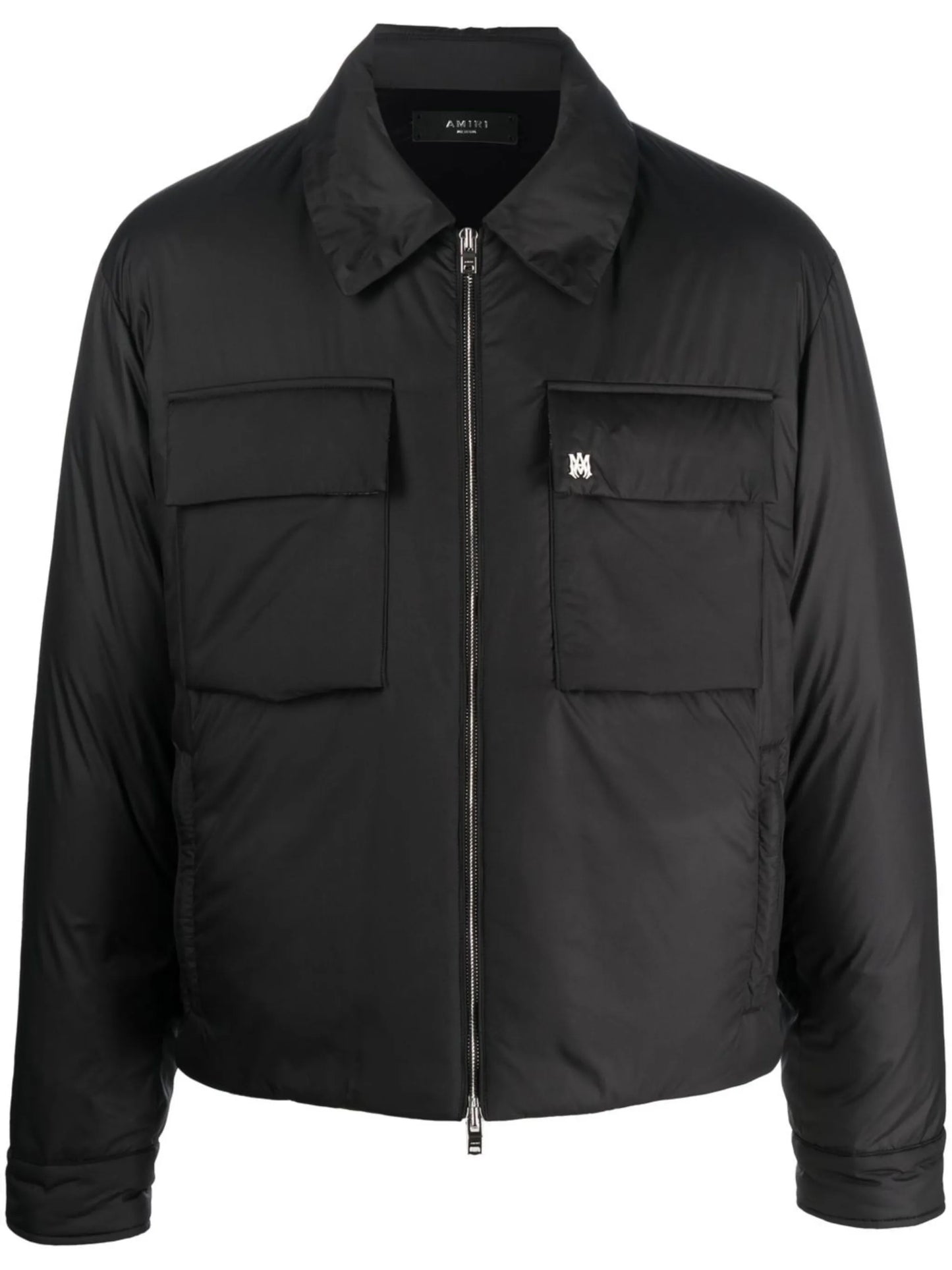 logo-print zip-up shirt jacket