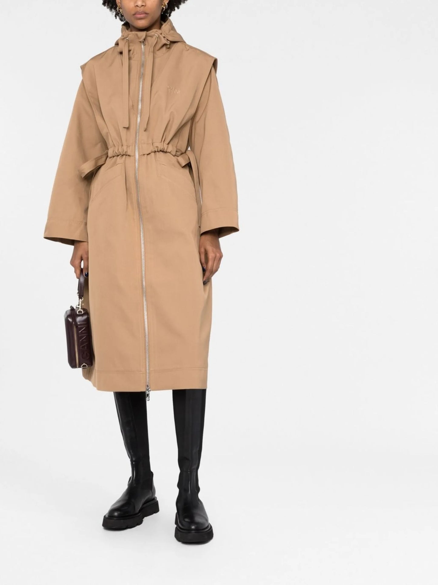 drawstring hooded coat