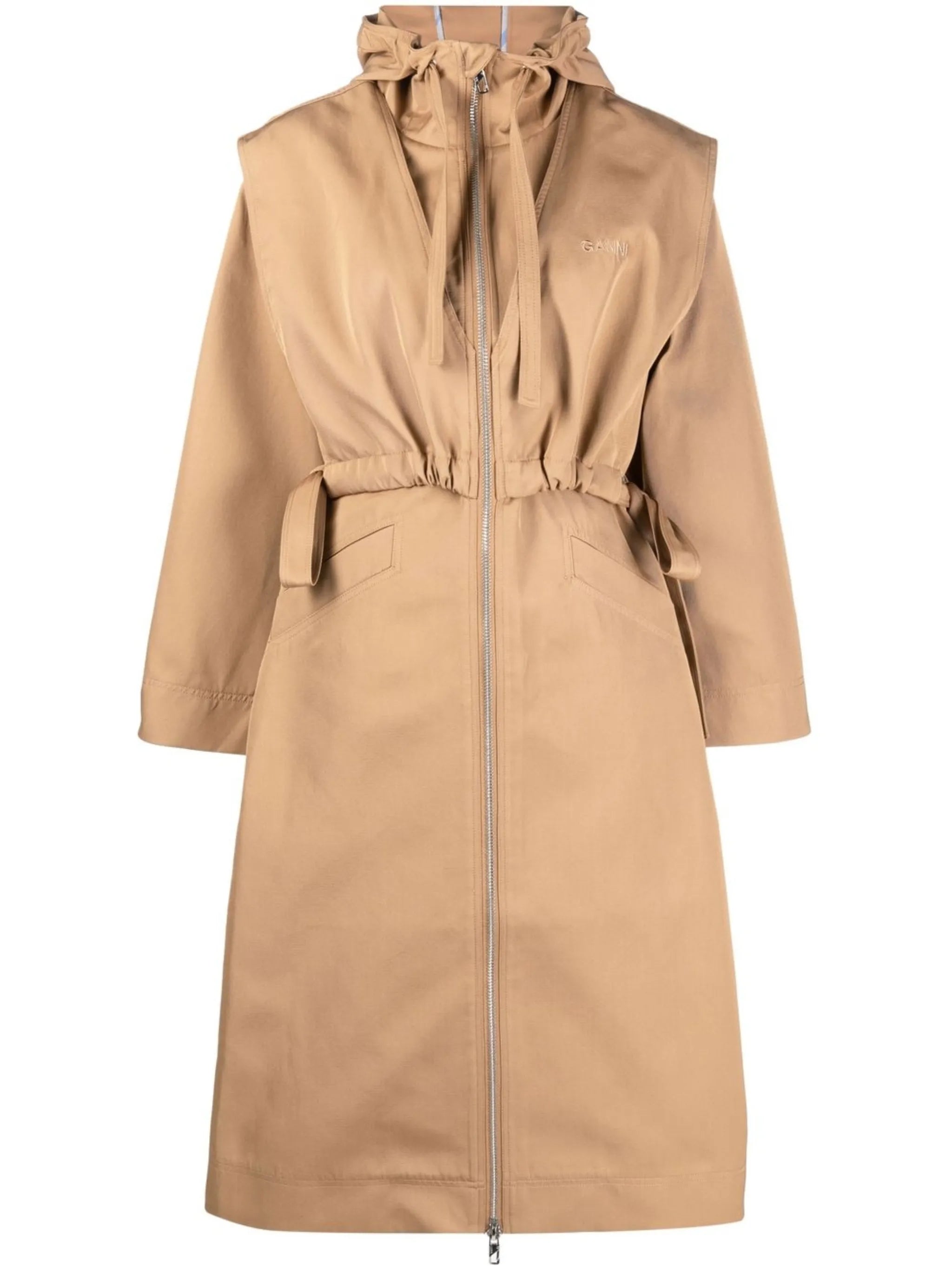 drawstring hooded coat