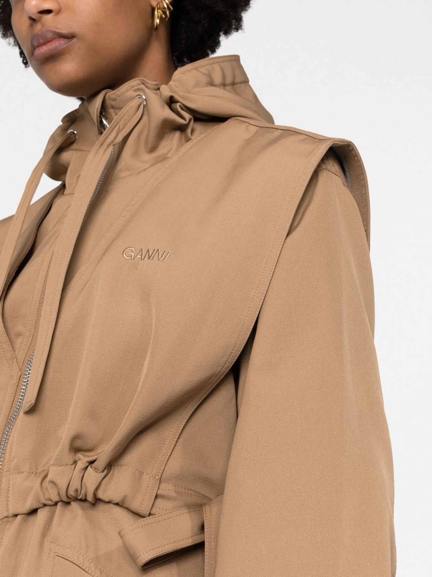 drawstring hooded coat
