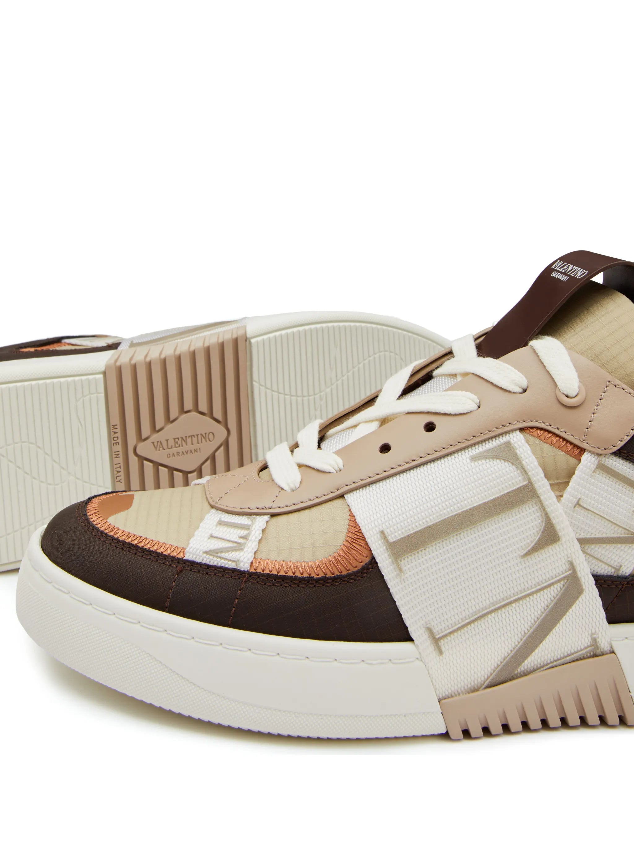 VL7N low top calfskin and nylon banded sneakers