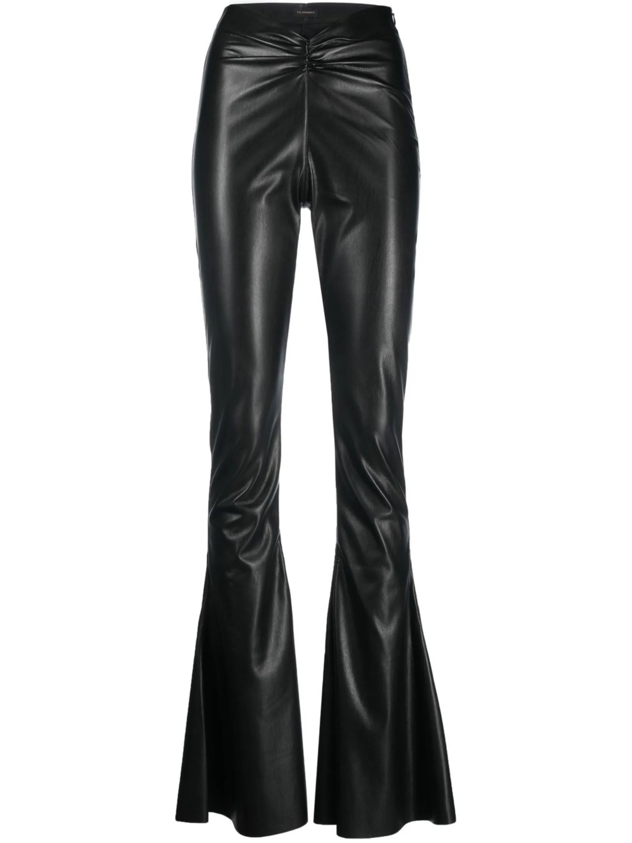 flared faux-leather trousers
