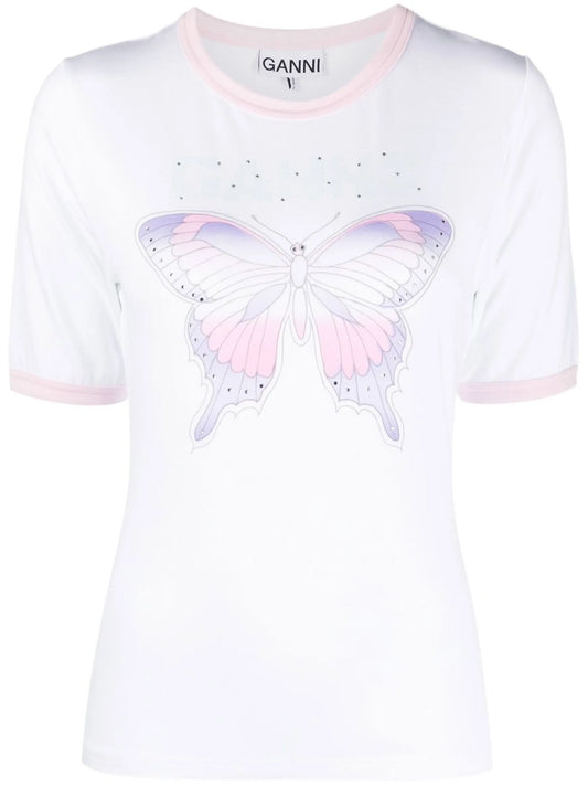 butterfly-print T-shirt
