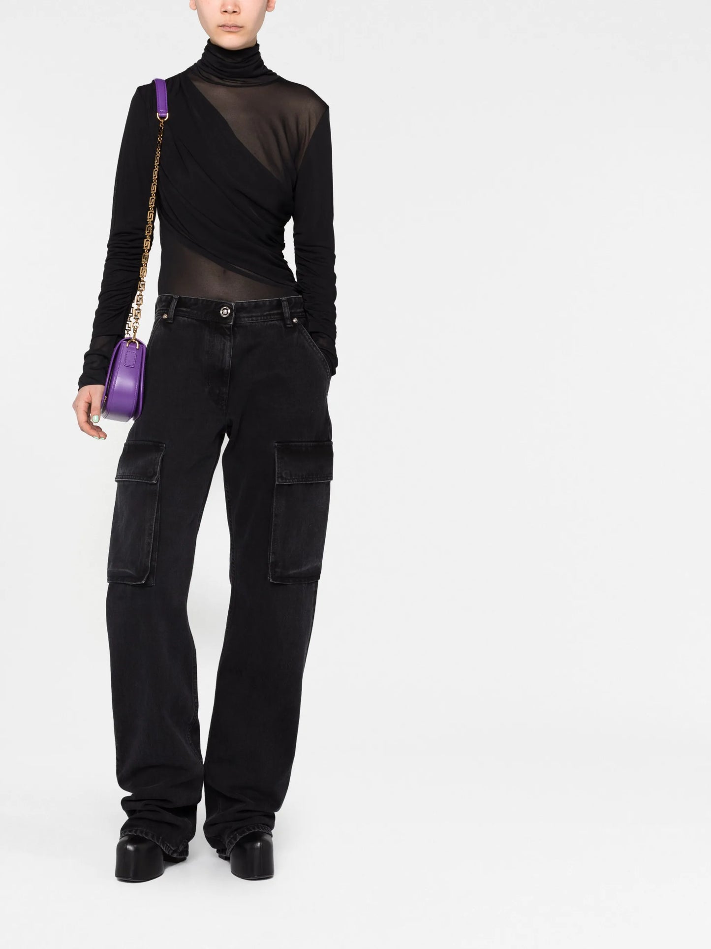 high-waisted jeans