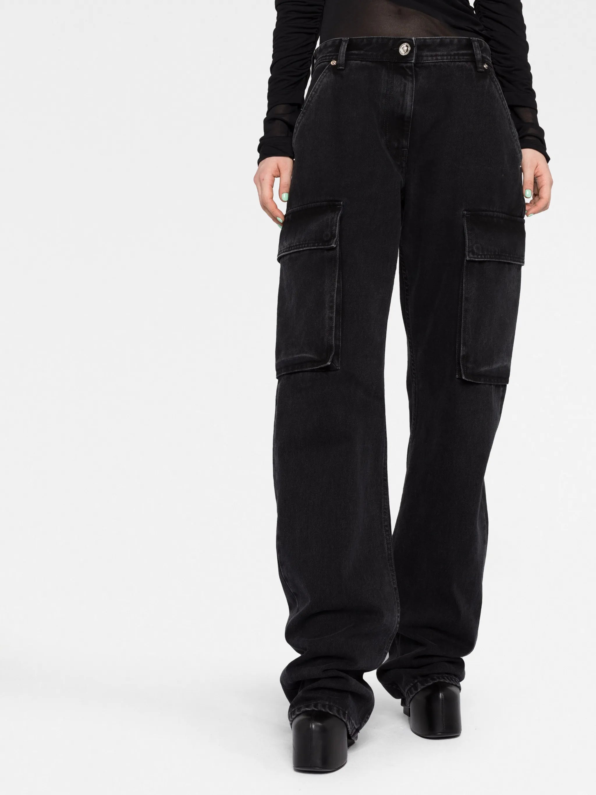 high-waisted jeans