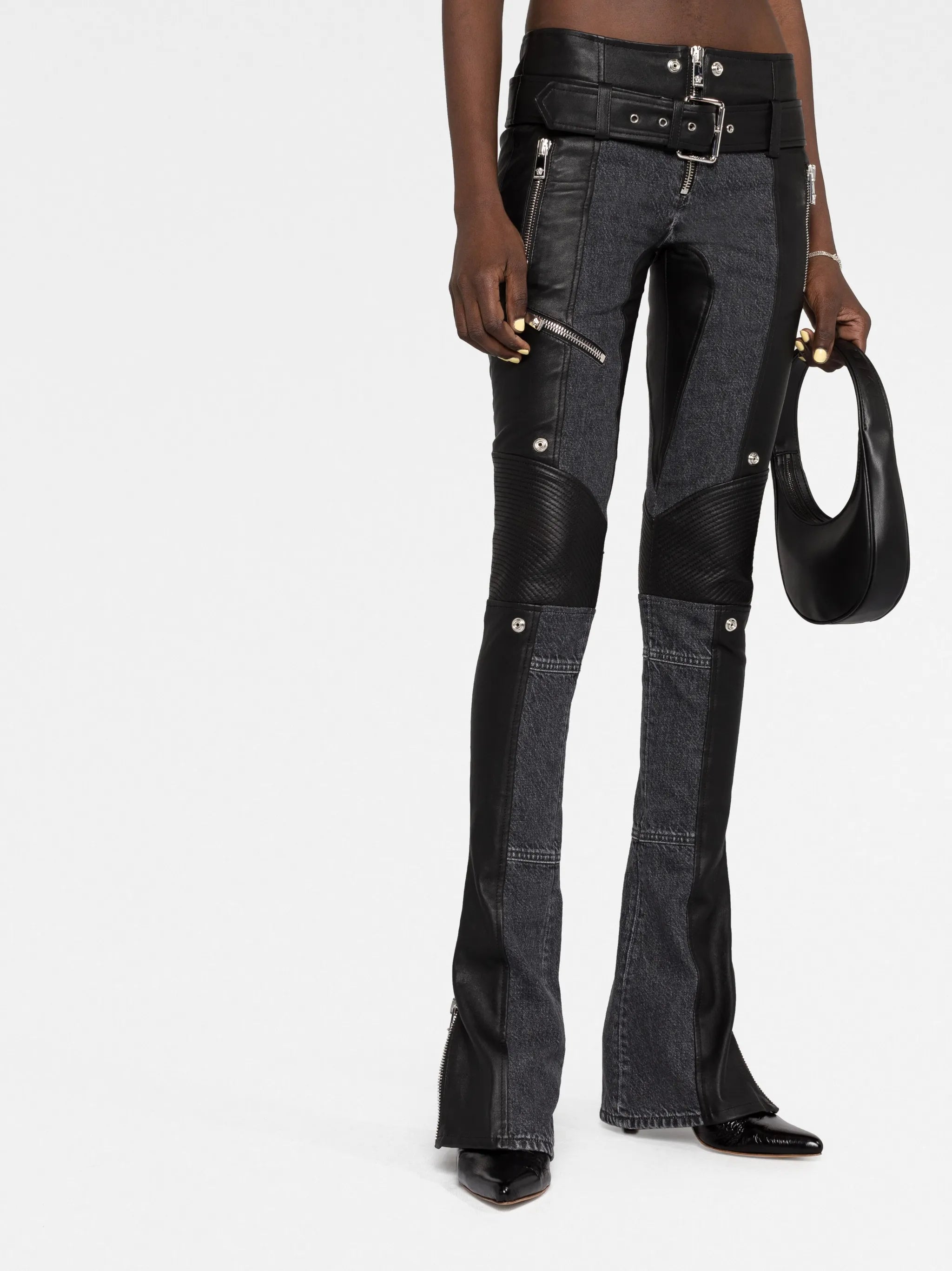 belted zip-cuff trousers