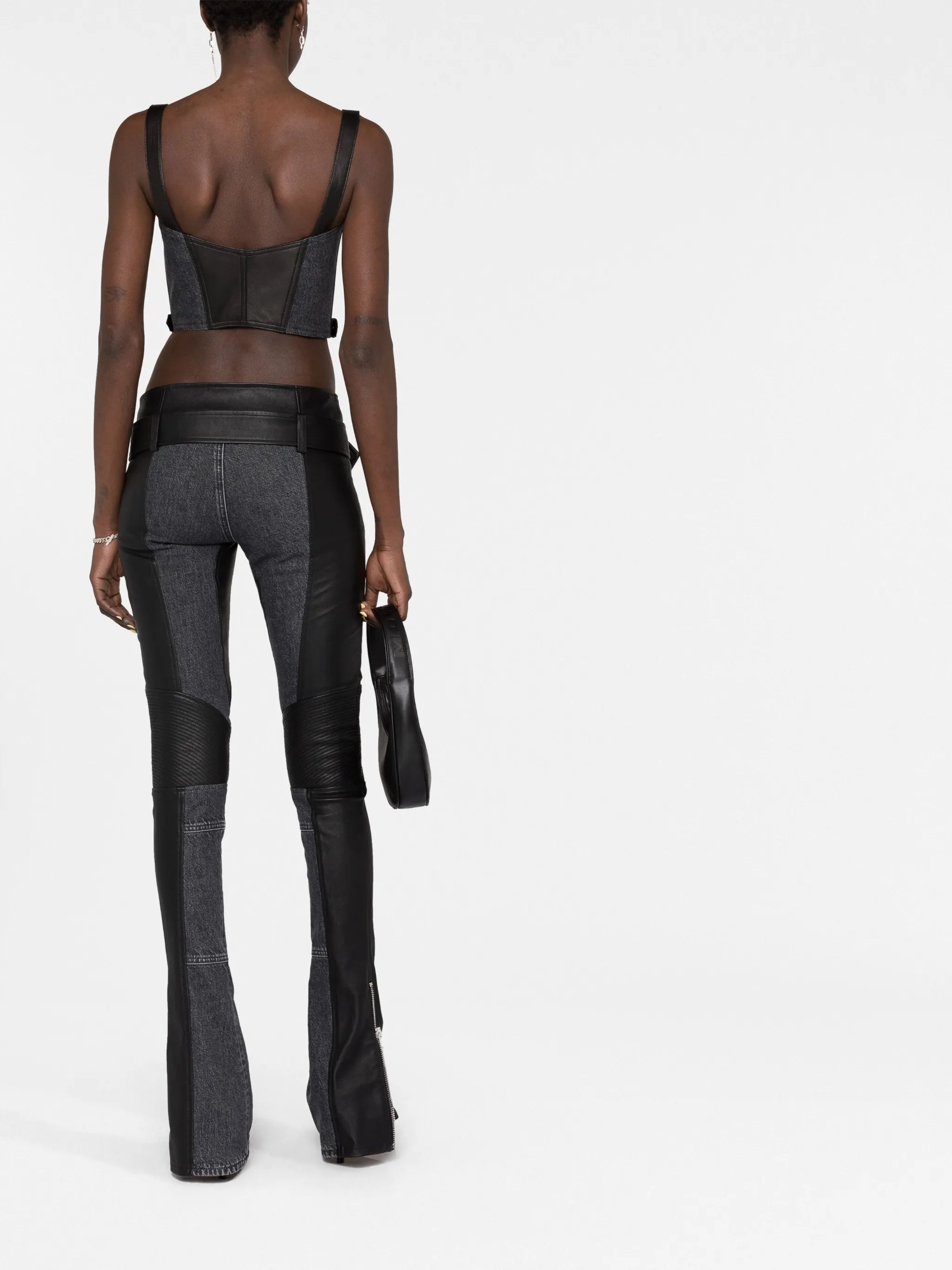 belted zip-cuff trousers