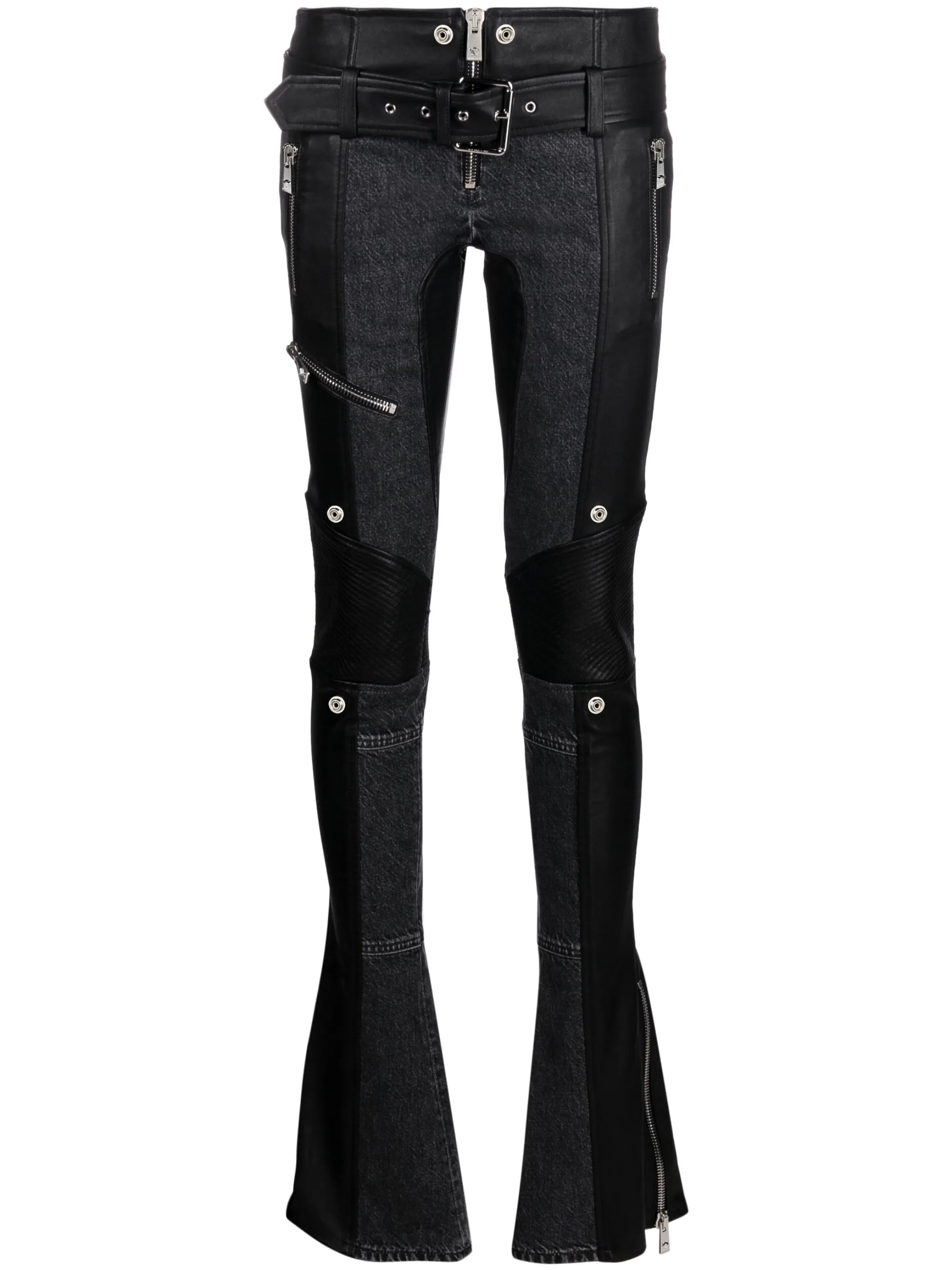 belted zip-cuff trousers