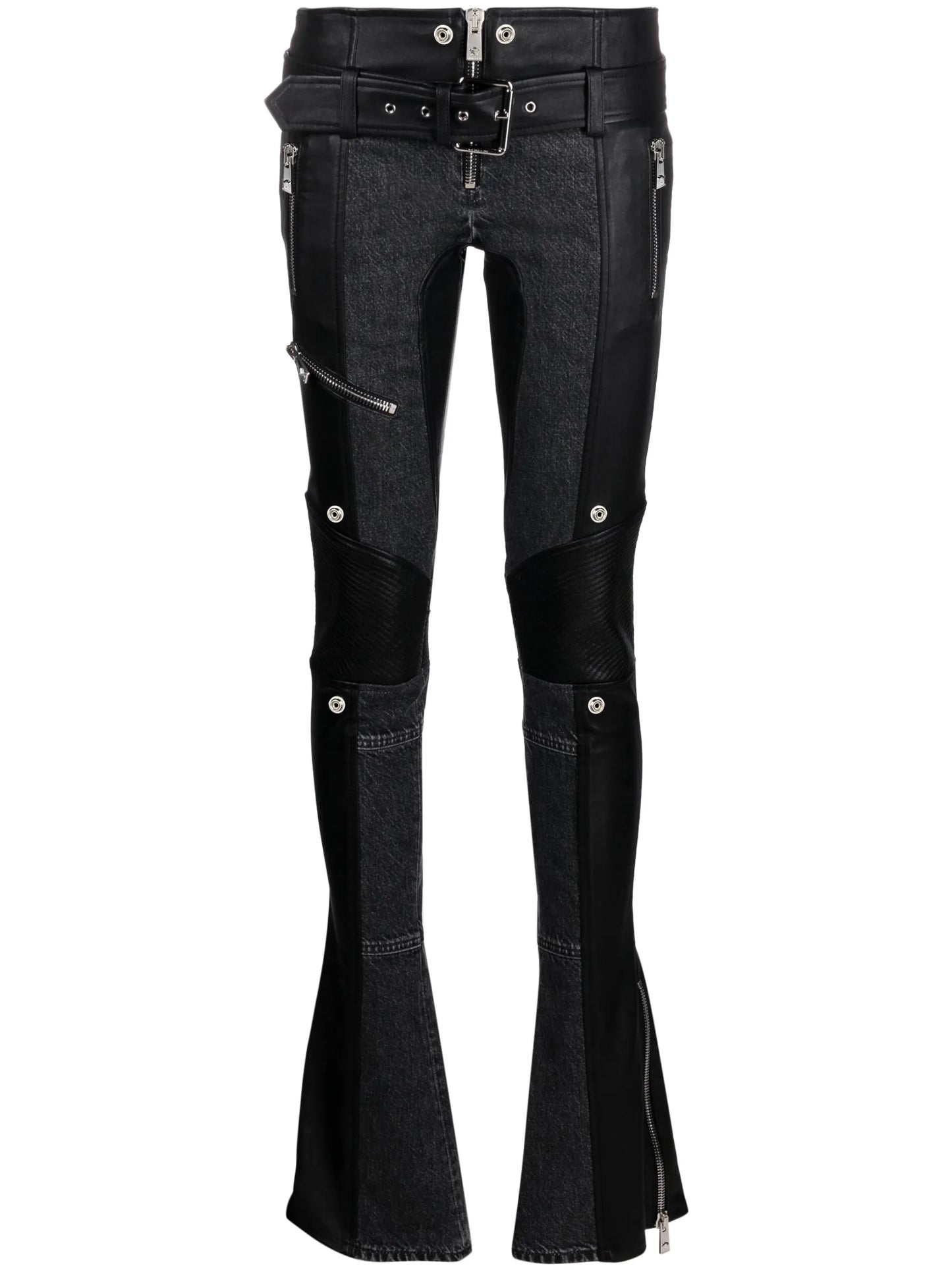 belted zip-cuff trousers