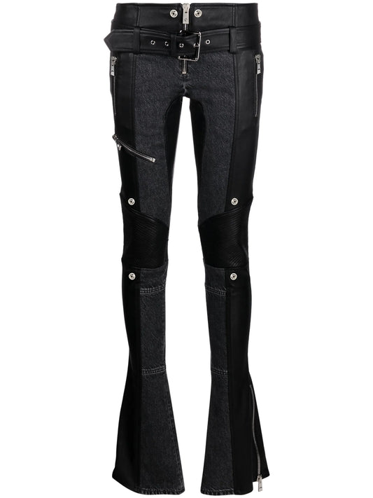 belted zip-cuff trousers