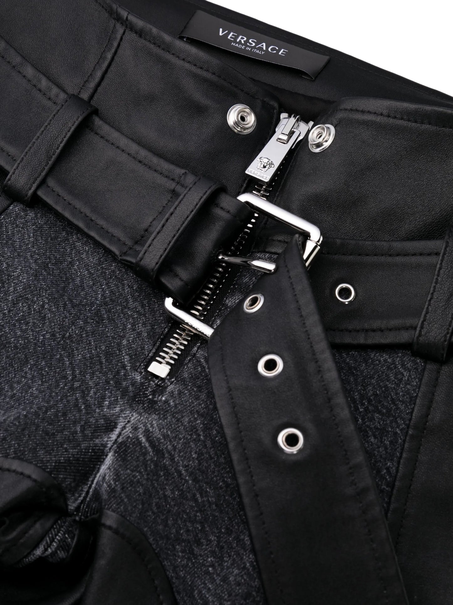 belted zip-cuff trousers