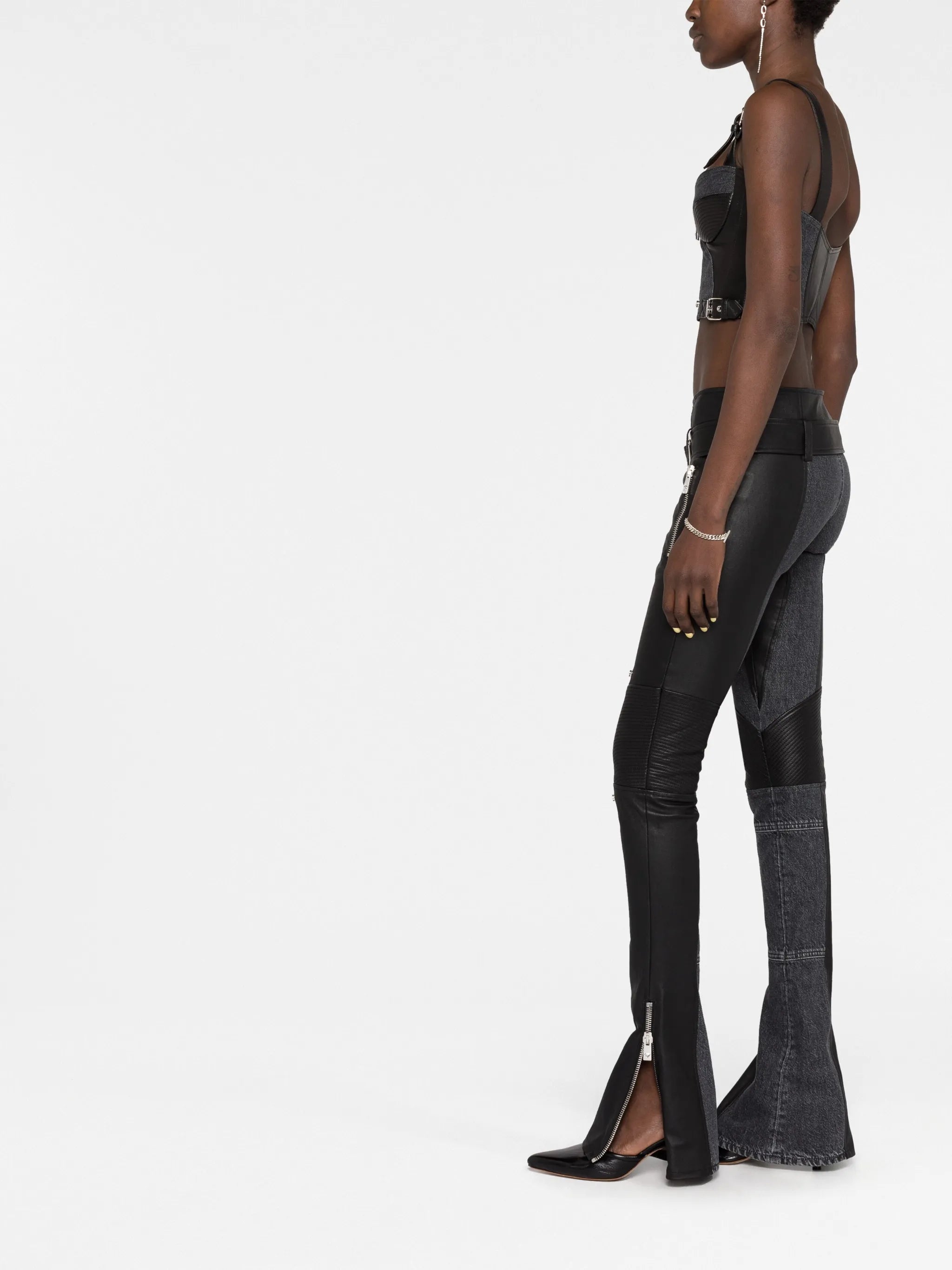 belted zip-cuff trousers