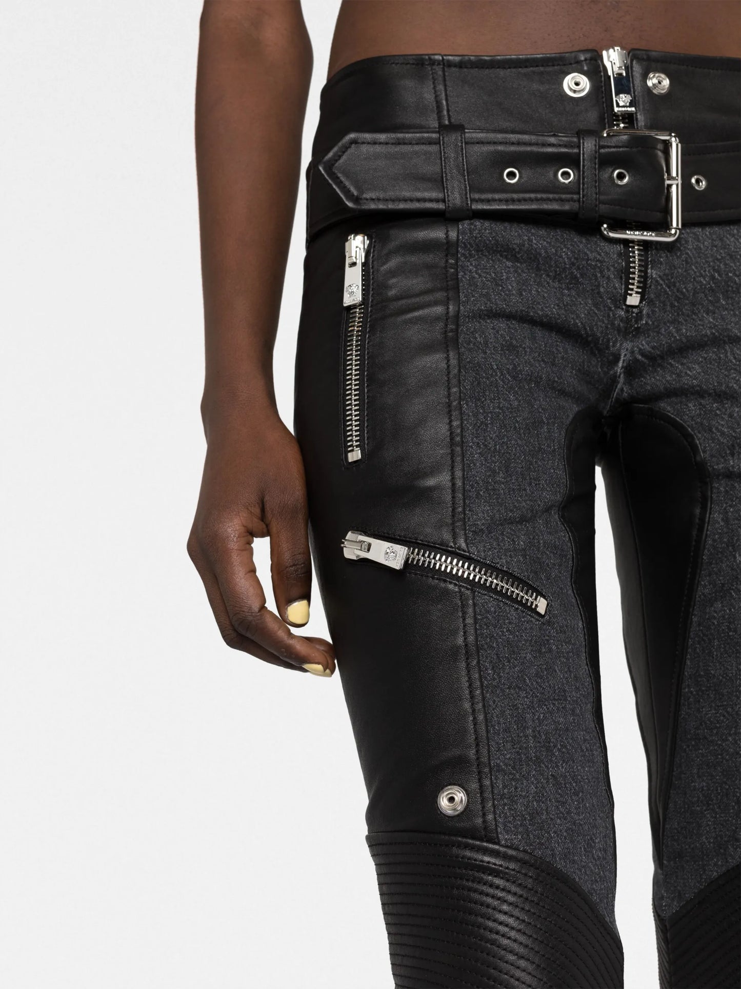 belted zip-cuff trousers