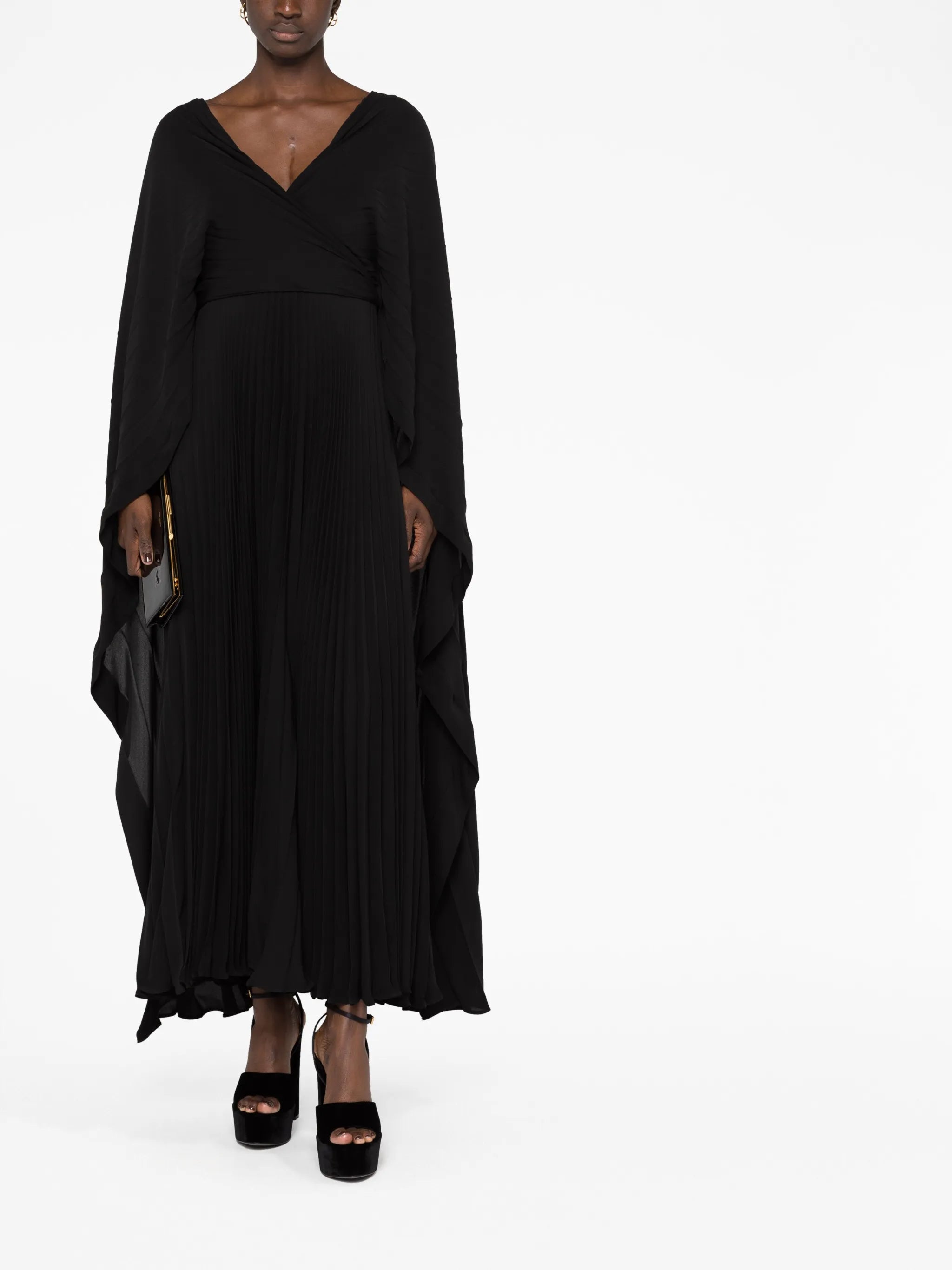 pleated silk-georgette gown