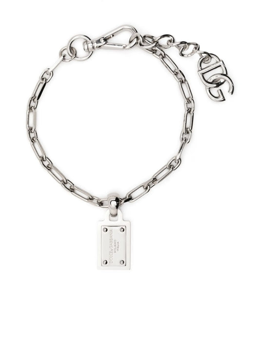 logo-tag chain-link bracelet
