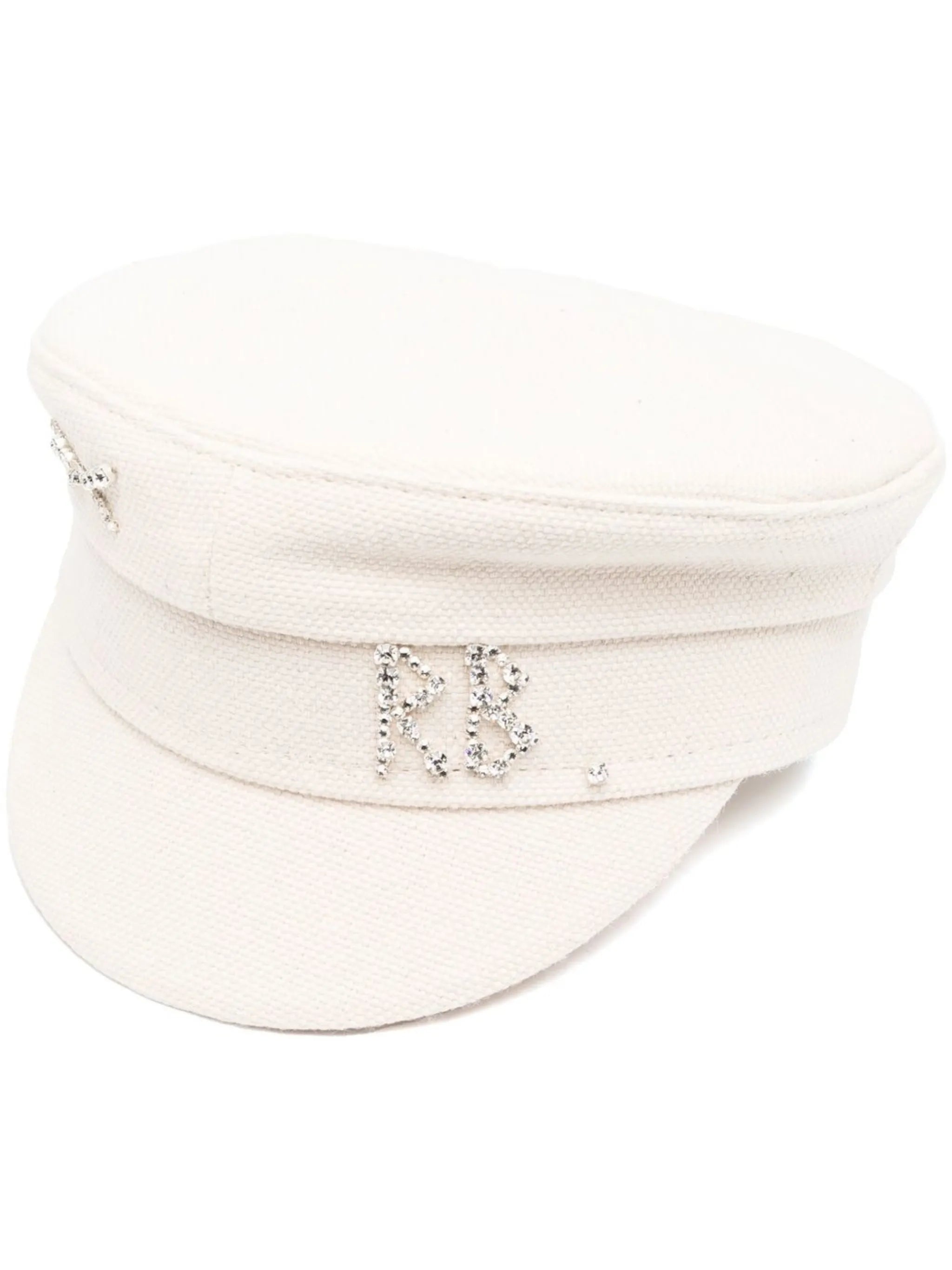 crystal-embellished logo baker boy hat
