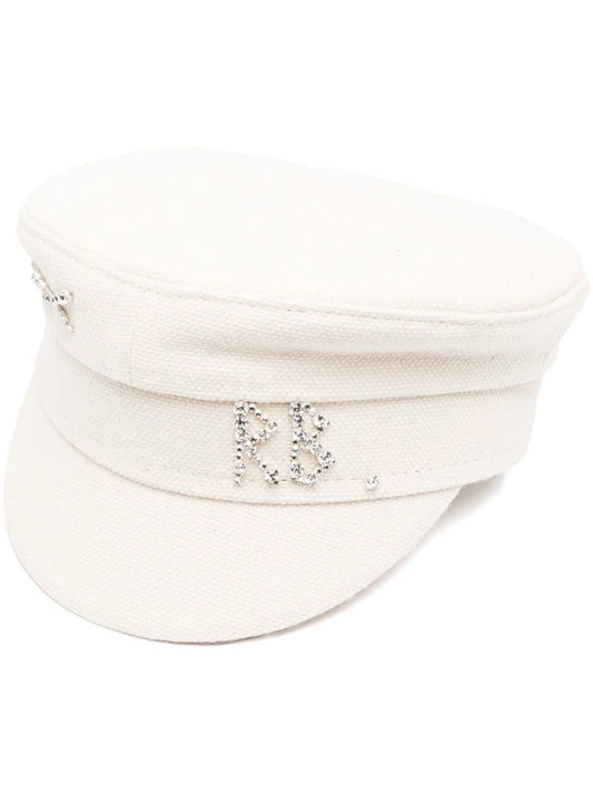 crystal-embellished logo baker boy hat