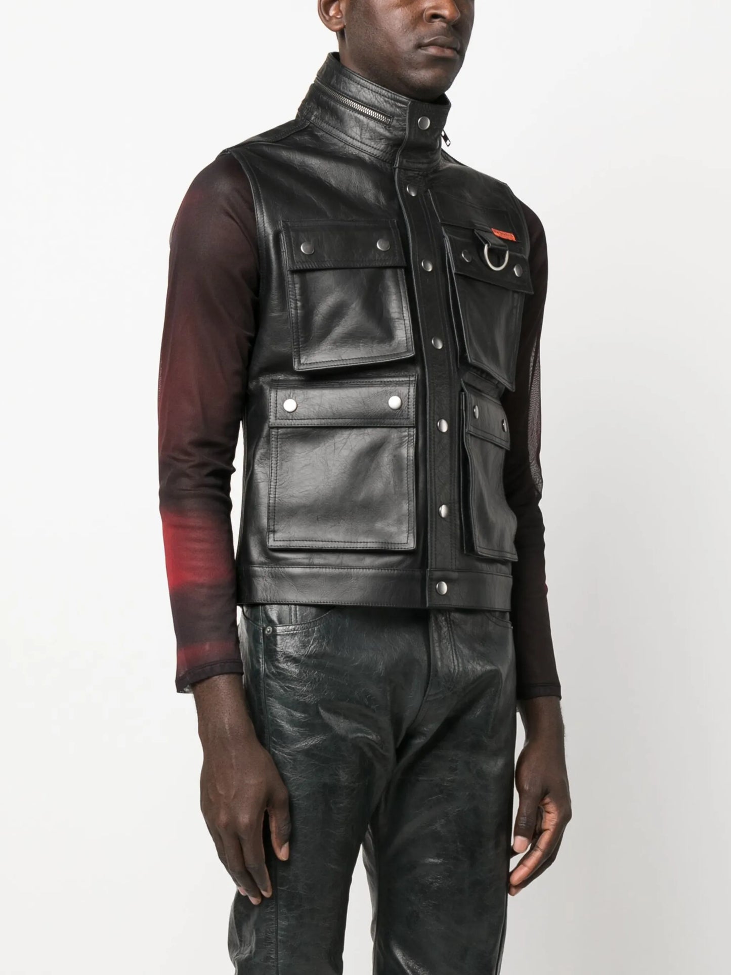 polished-finish button-fastening jacket