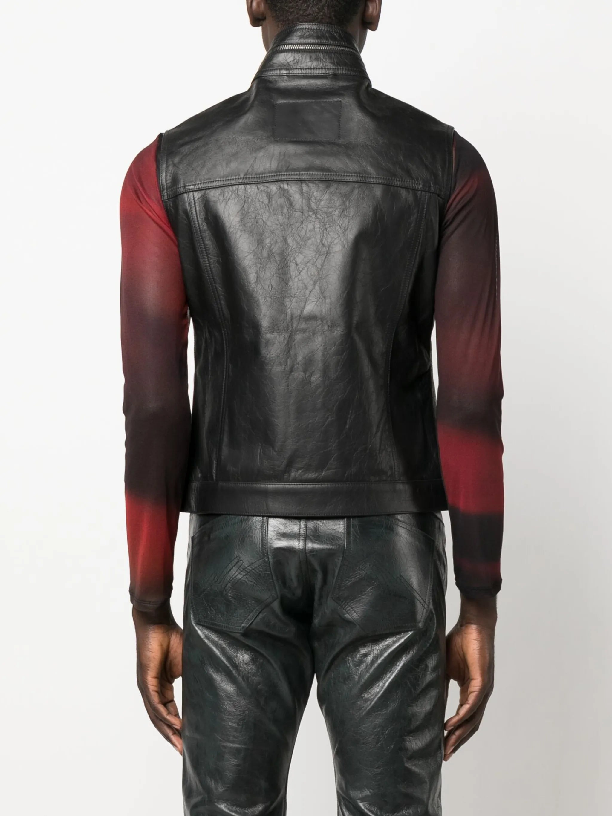 polished-finish button-fastening jacket