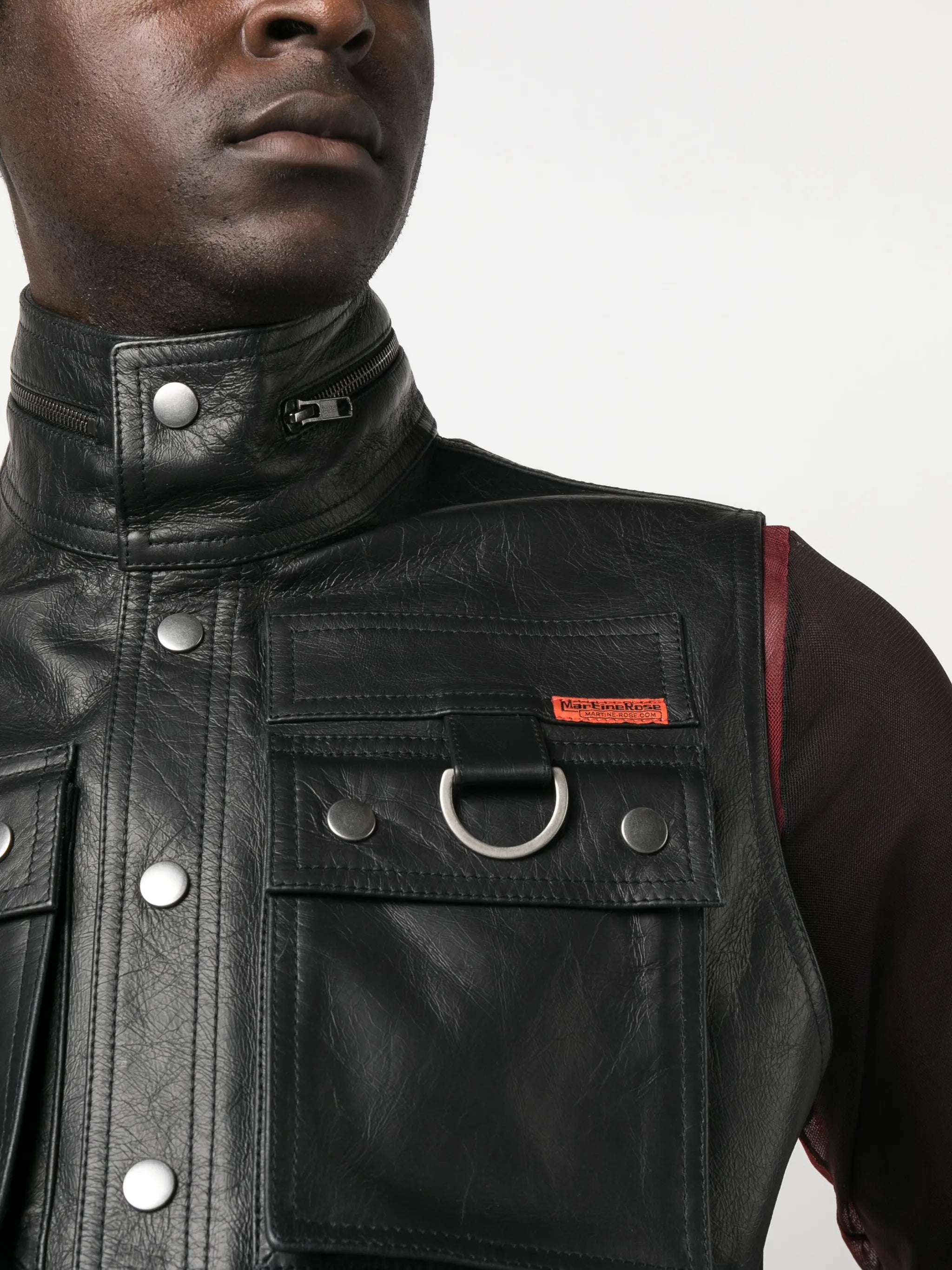 polished-finish button-fastening jacket