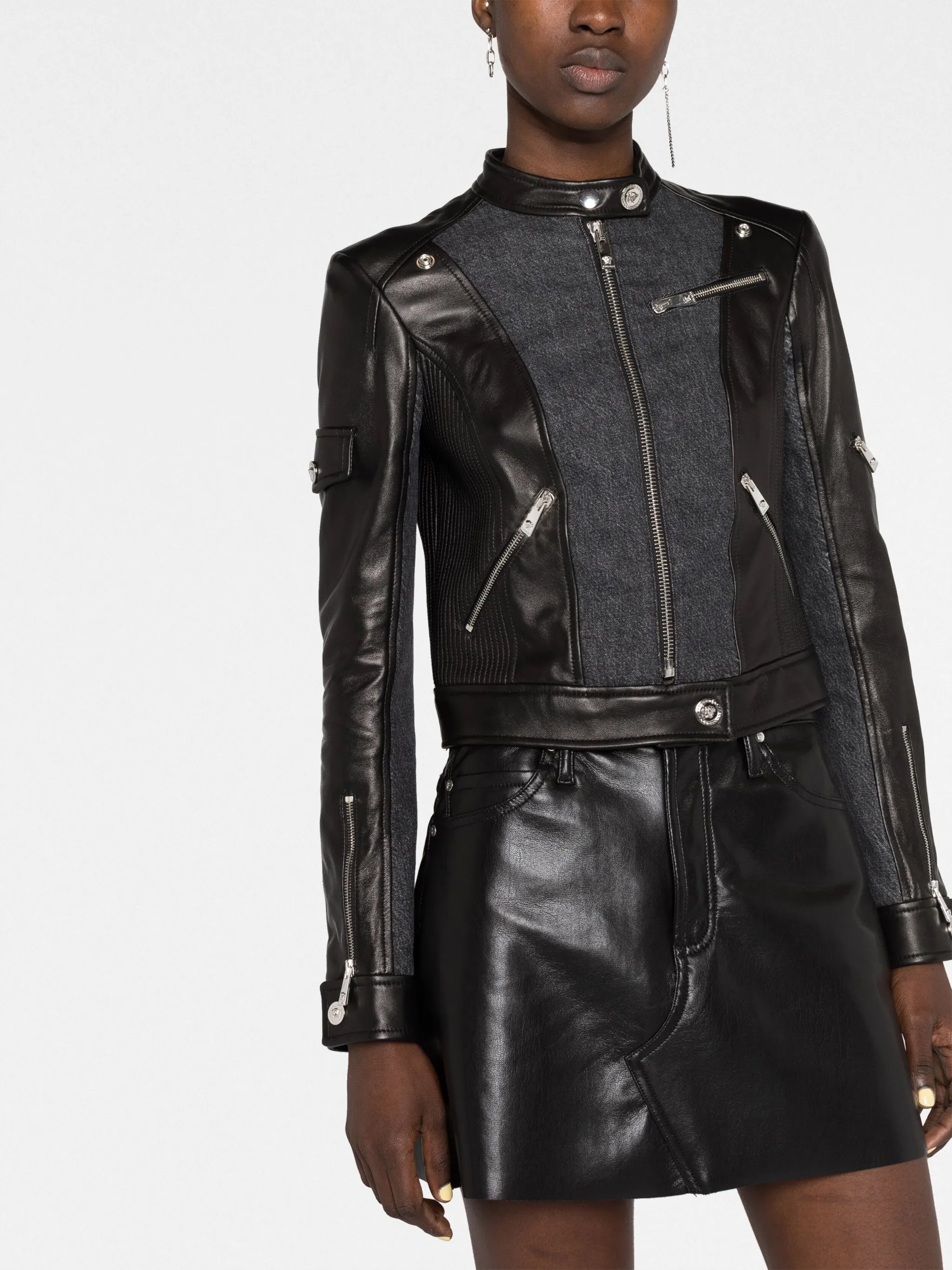 panelled biker jacket