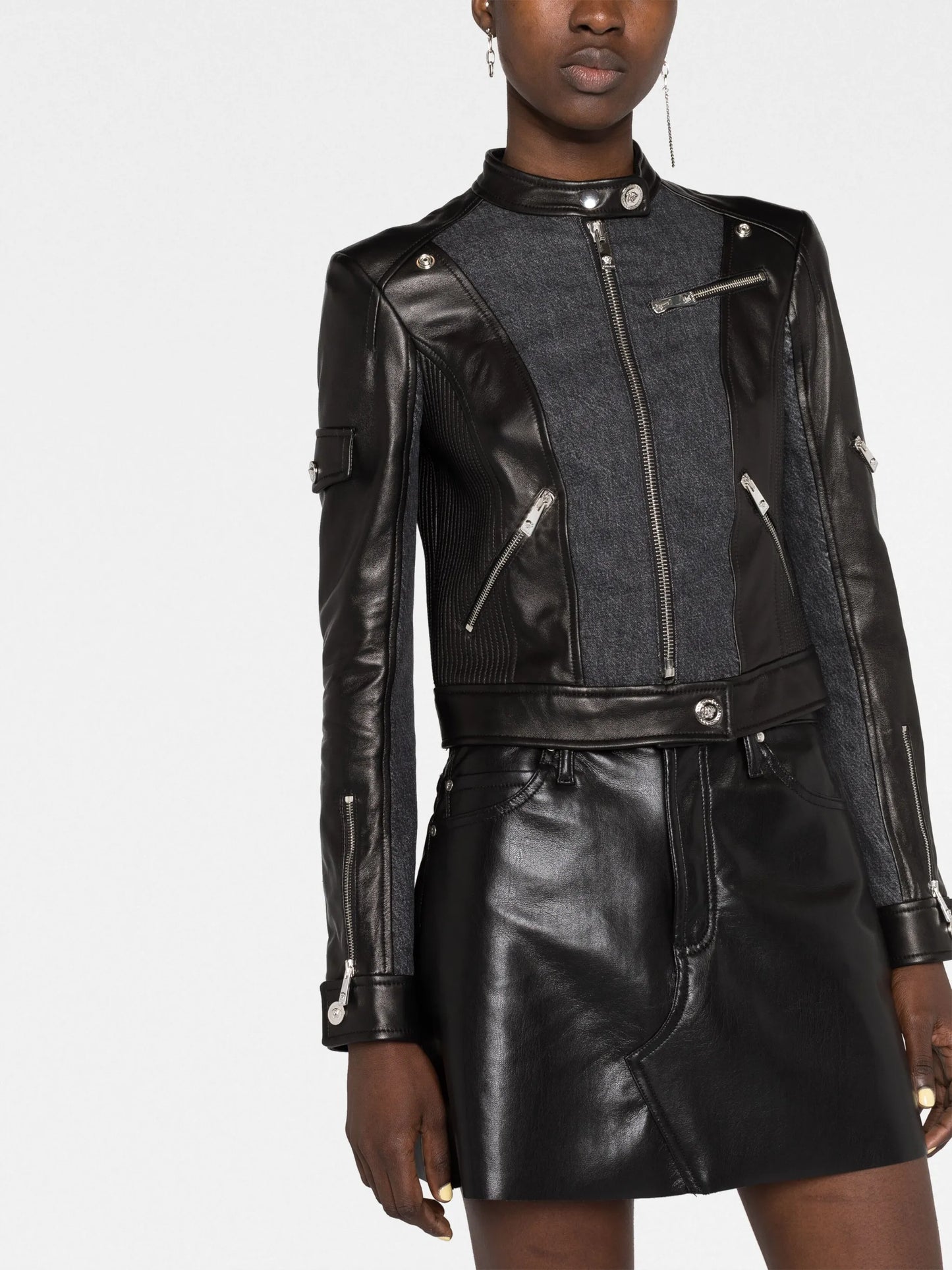 panelled biker jacket