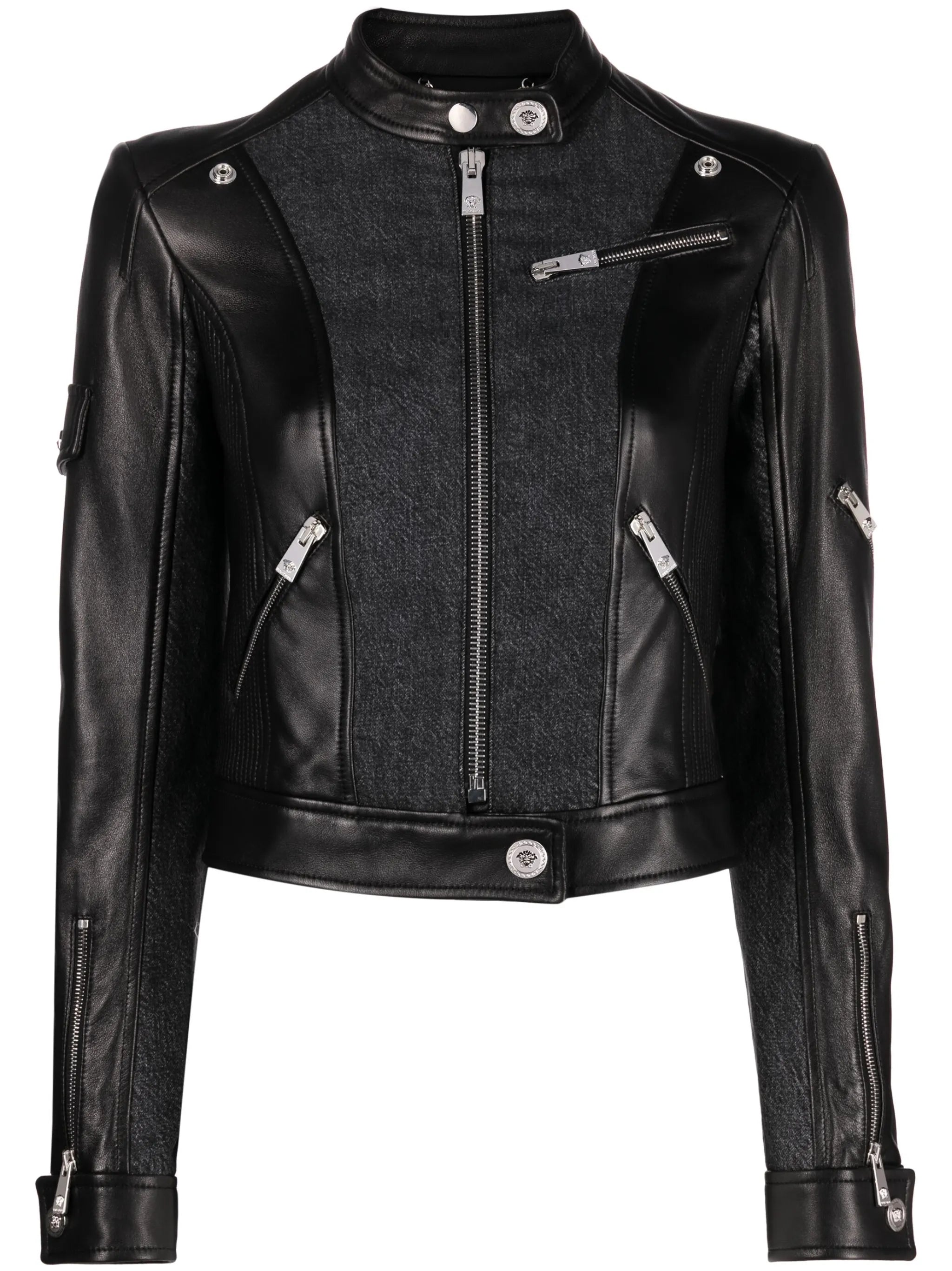panelled biker jacket