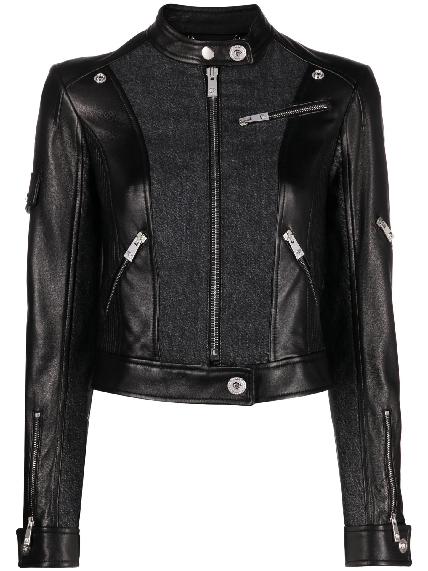 panelled biker jacket