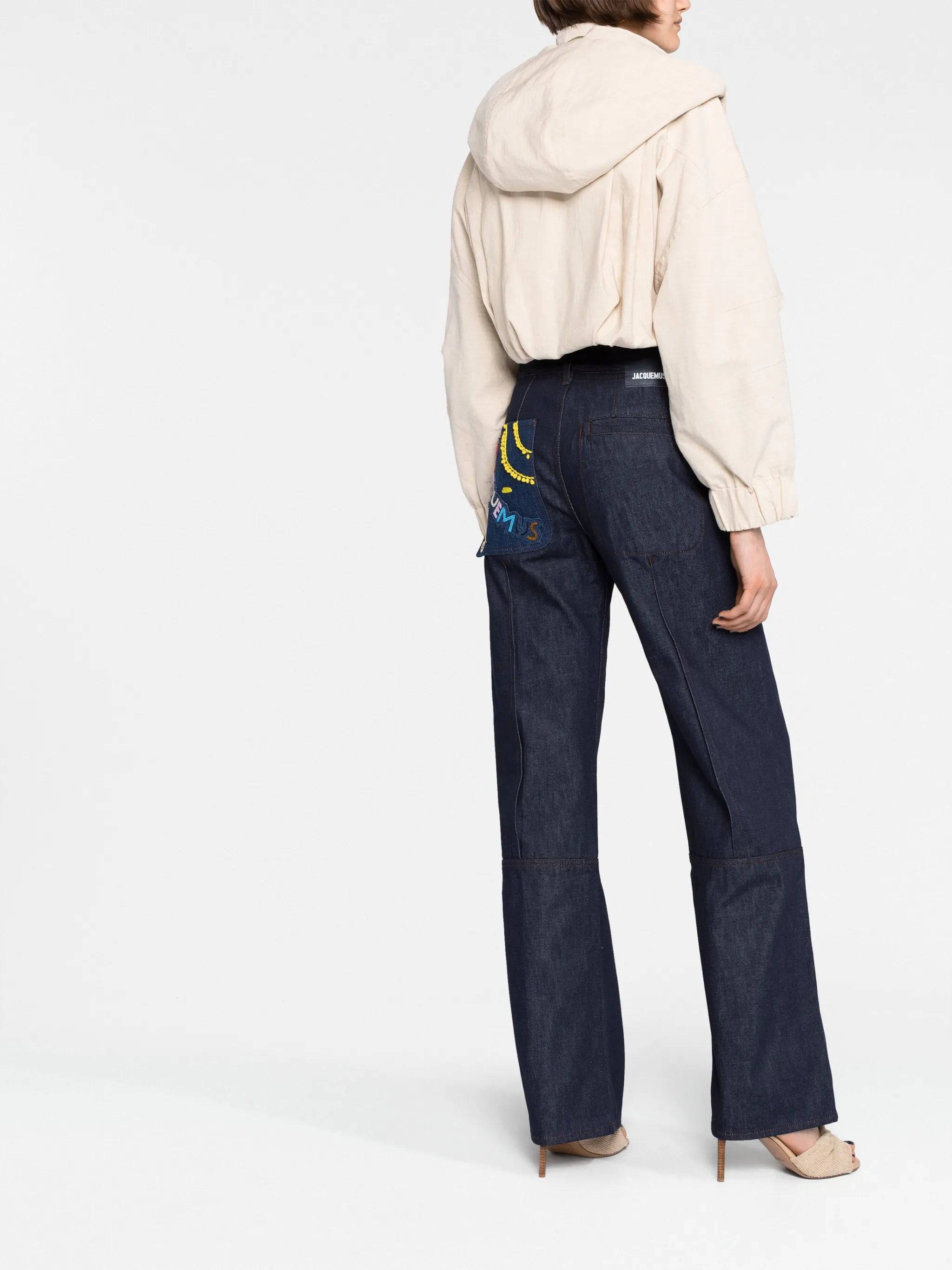 logo-embroidered wide-leg jeans
