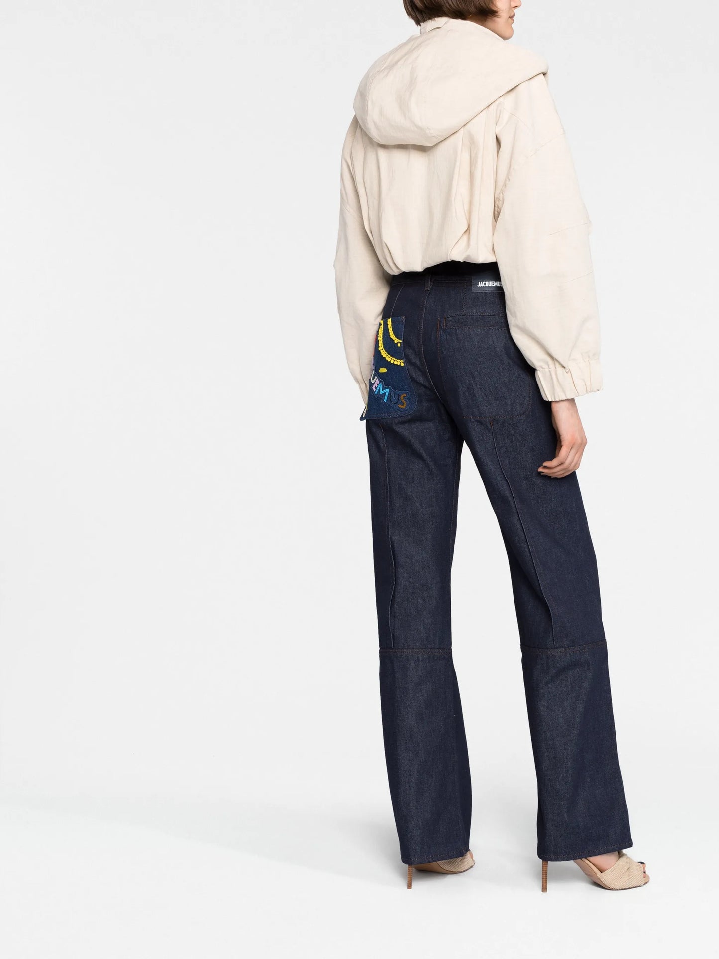 logo-embroidered wide-leg jeans