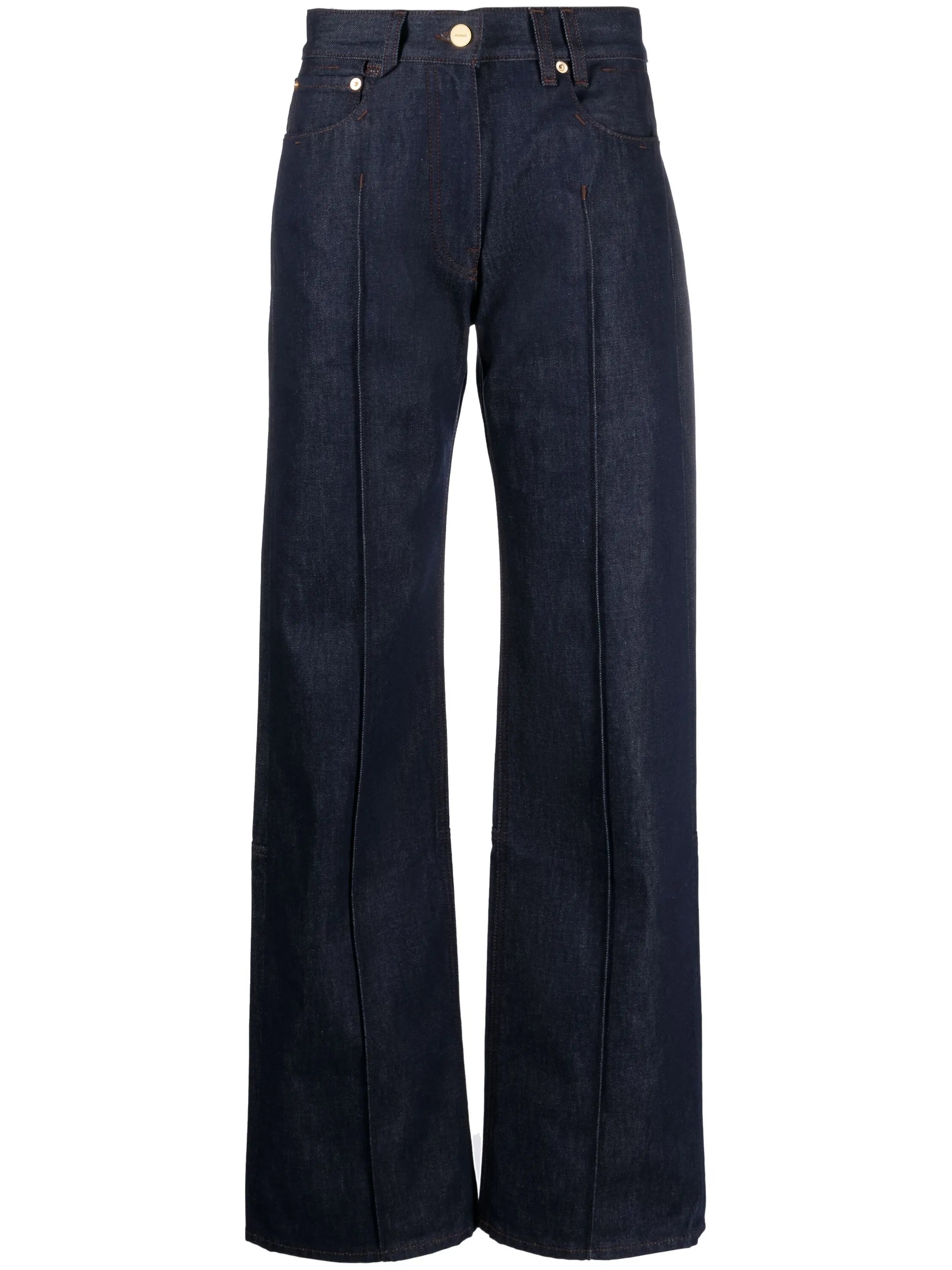 logo-embroidered wide-leg jeans