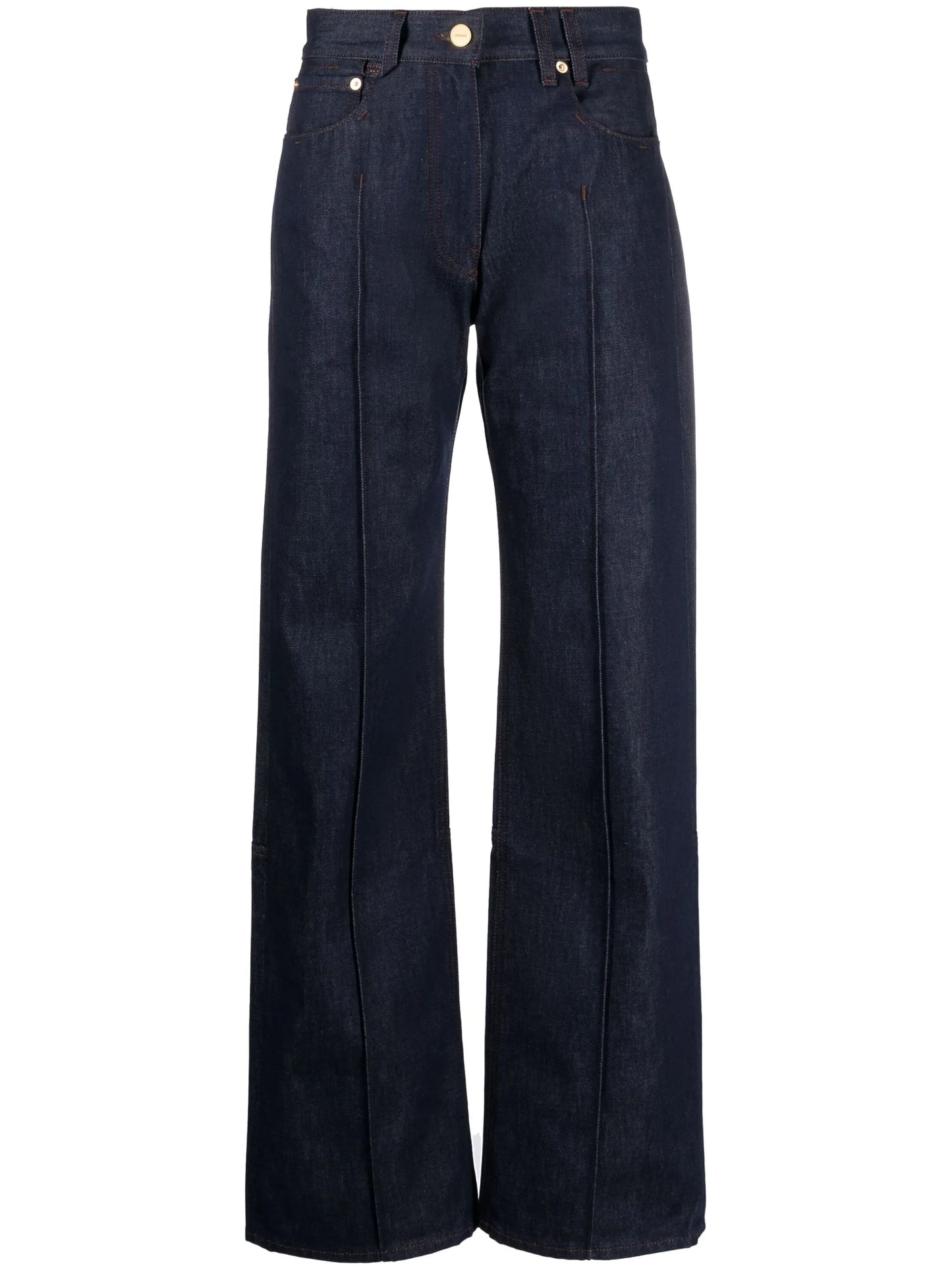 logo-embroidered wide-leg jeans