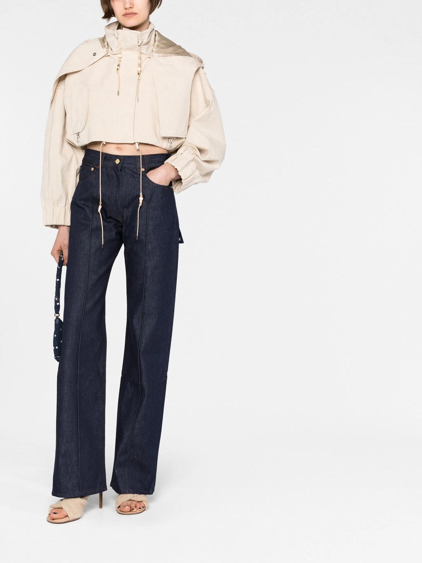 logo-embroidered wide-leg jeans