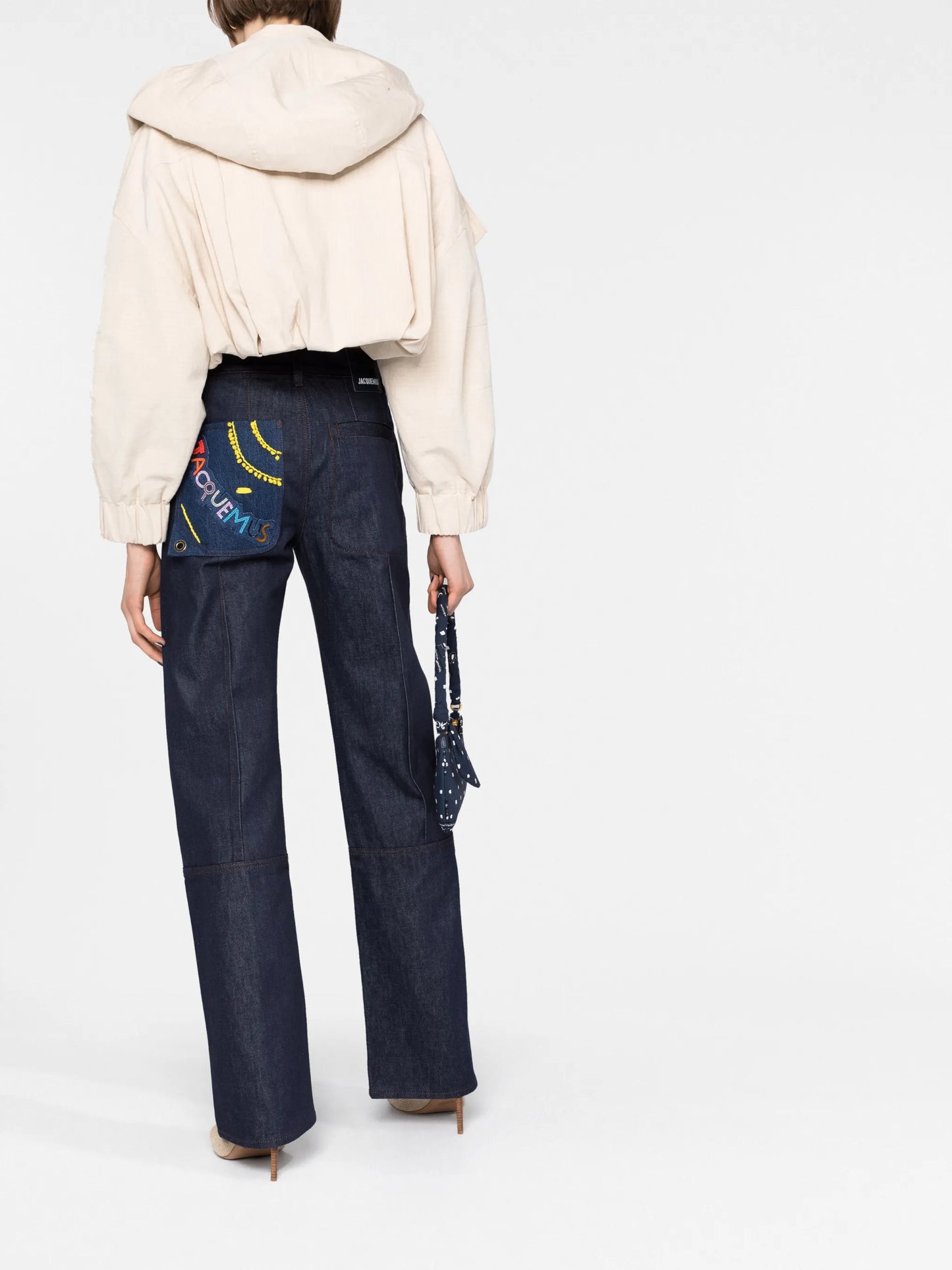 logo-embroidered wide-leg jeans
