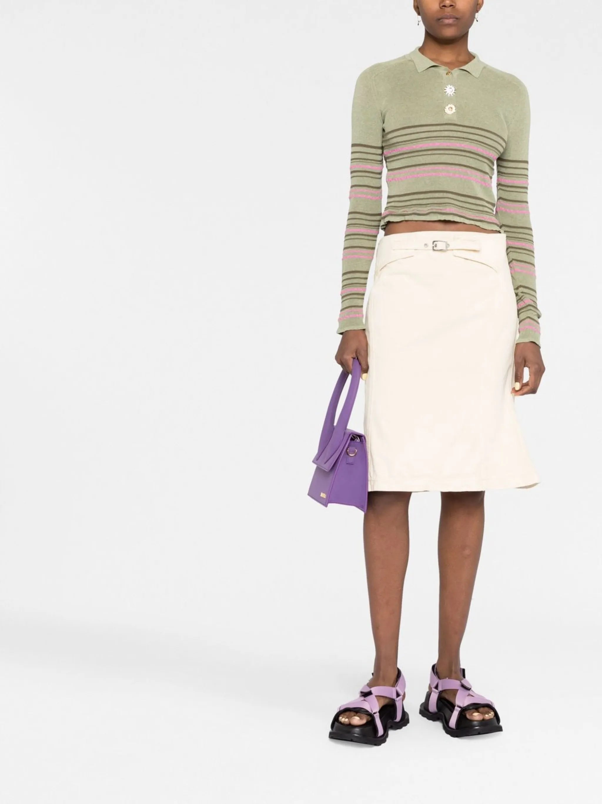 striped knitted polo top