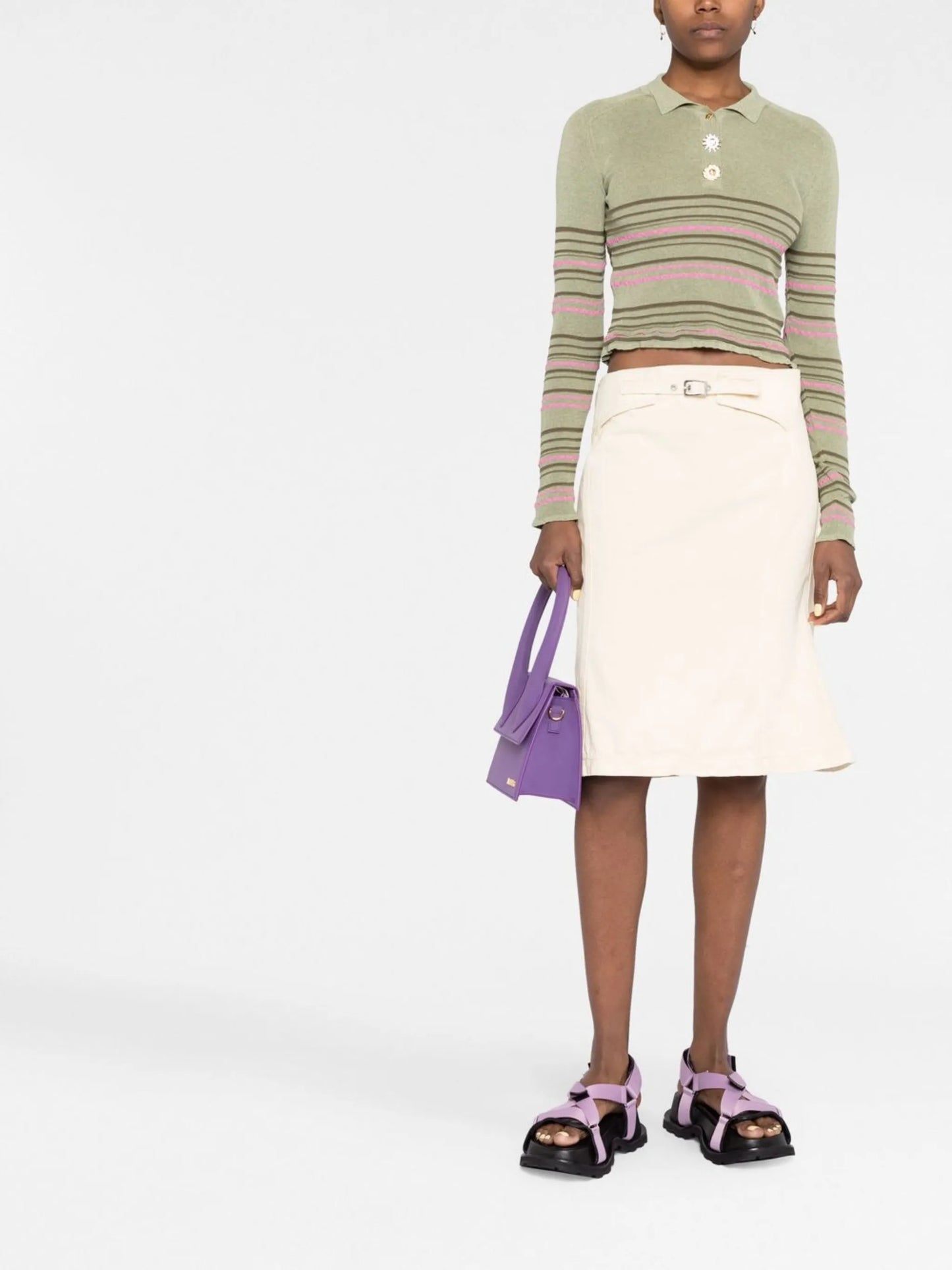 striped knitted polo top
