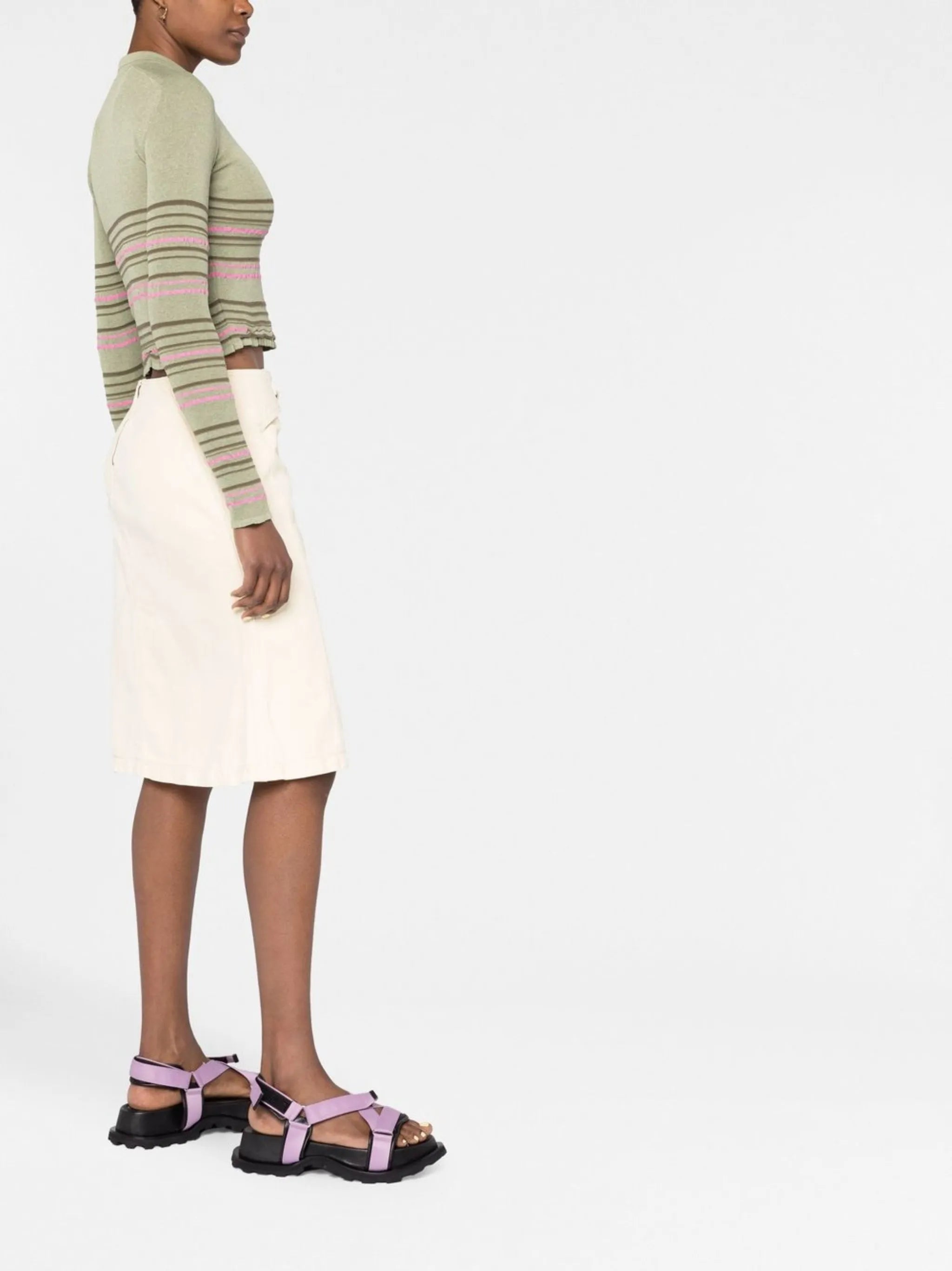 striped knitted polo top