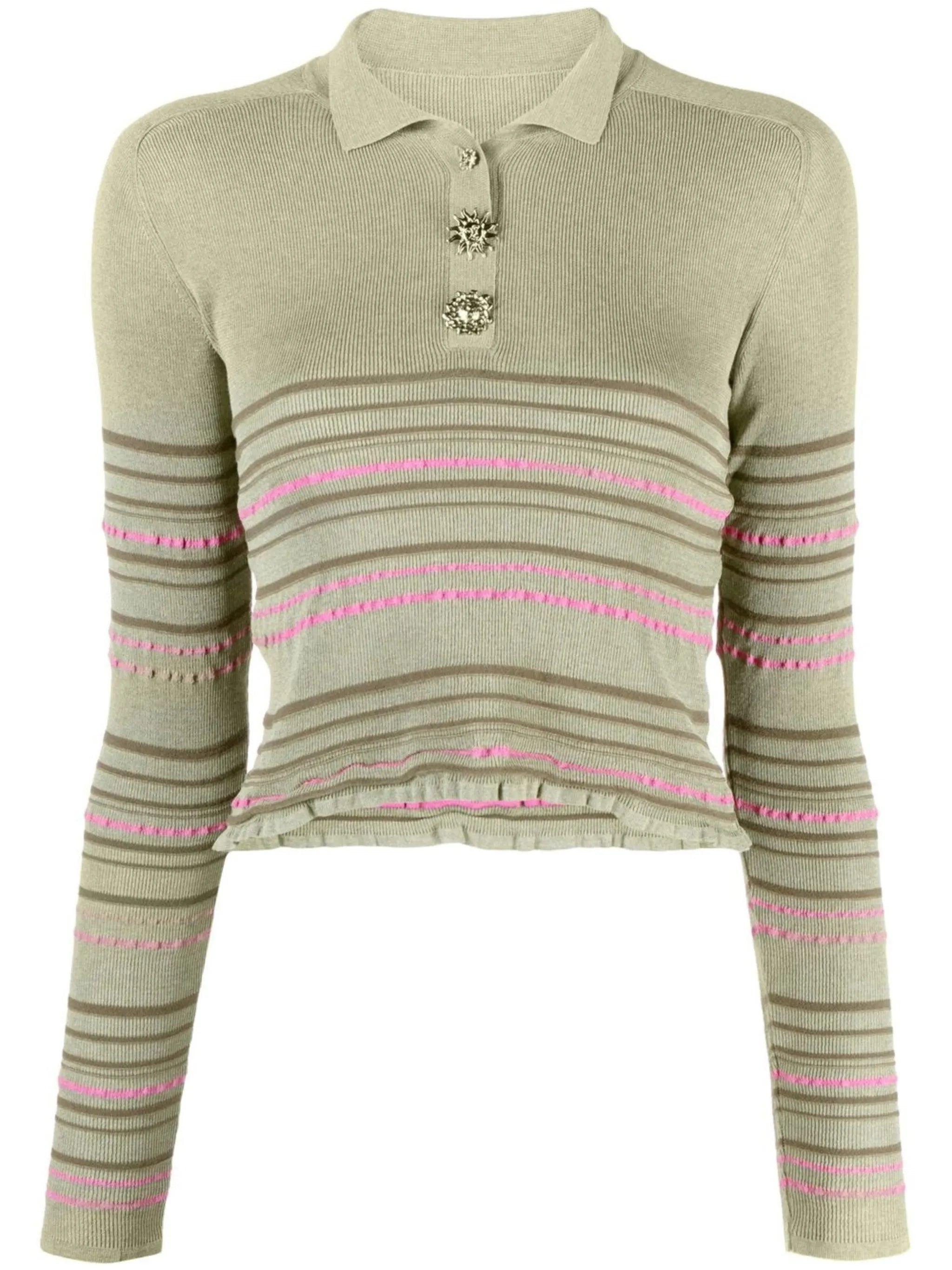 striped knitted polo top