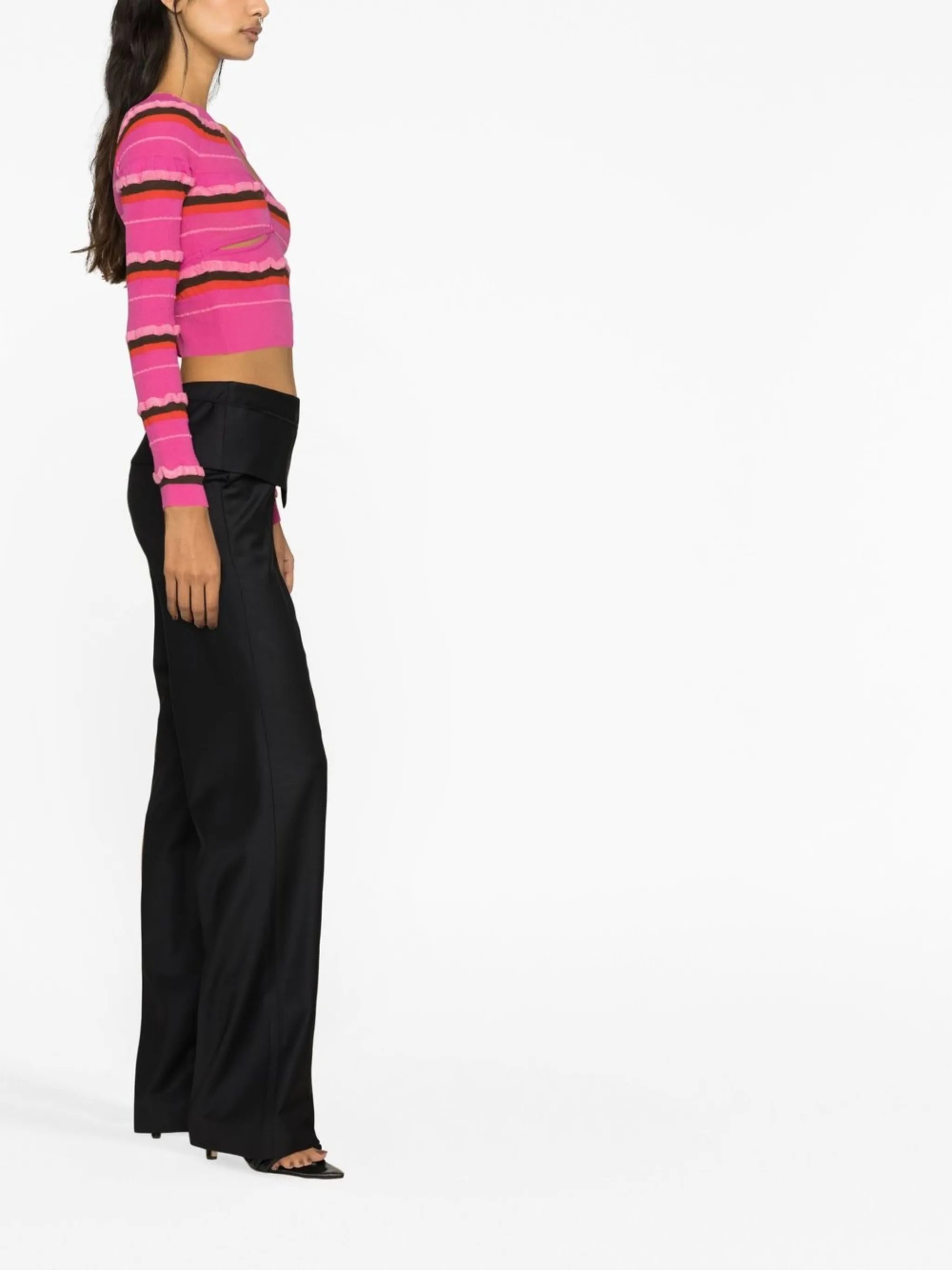 striped knit cropped cardigan