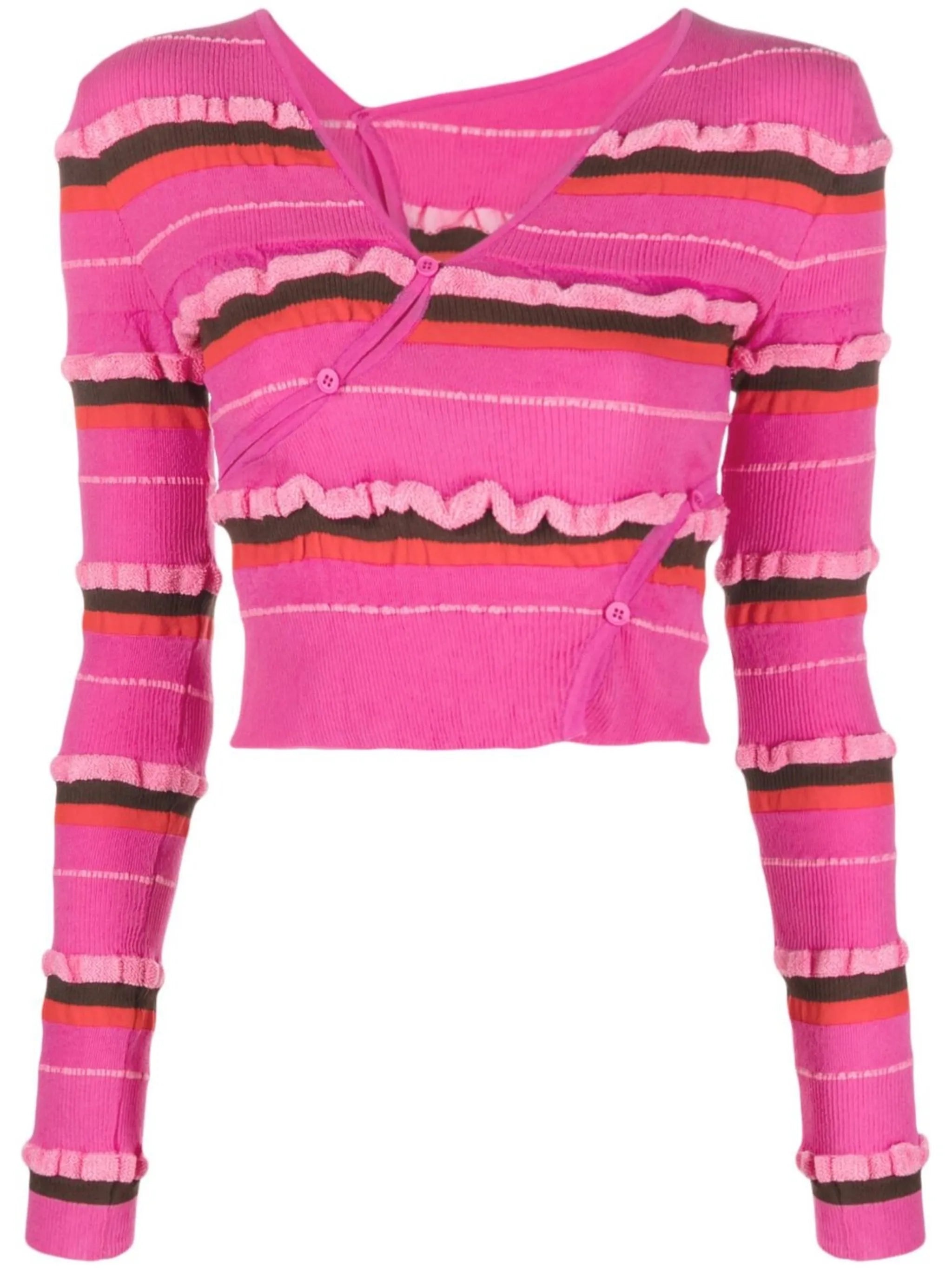 striped knit cropped cardigan