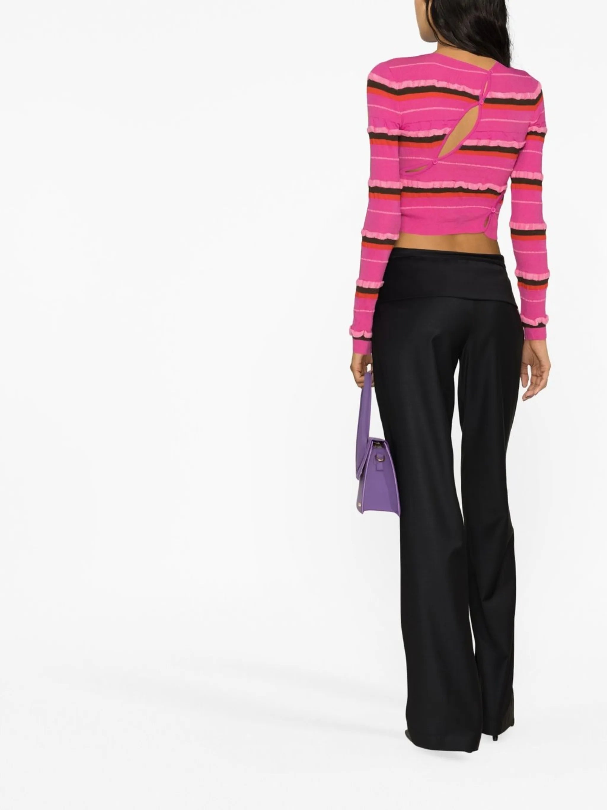 striped knit cropped cardigan