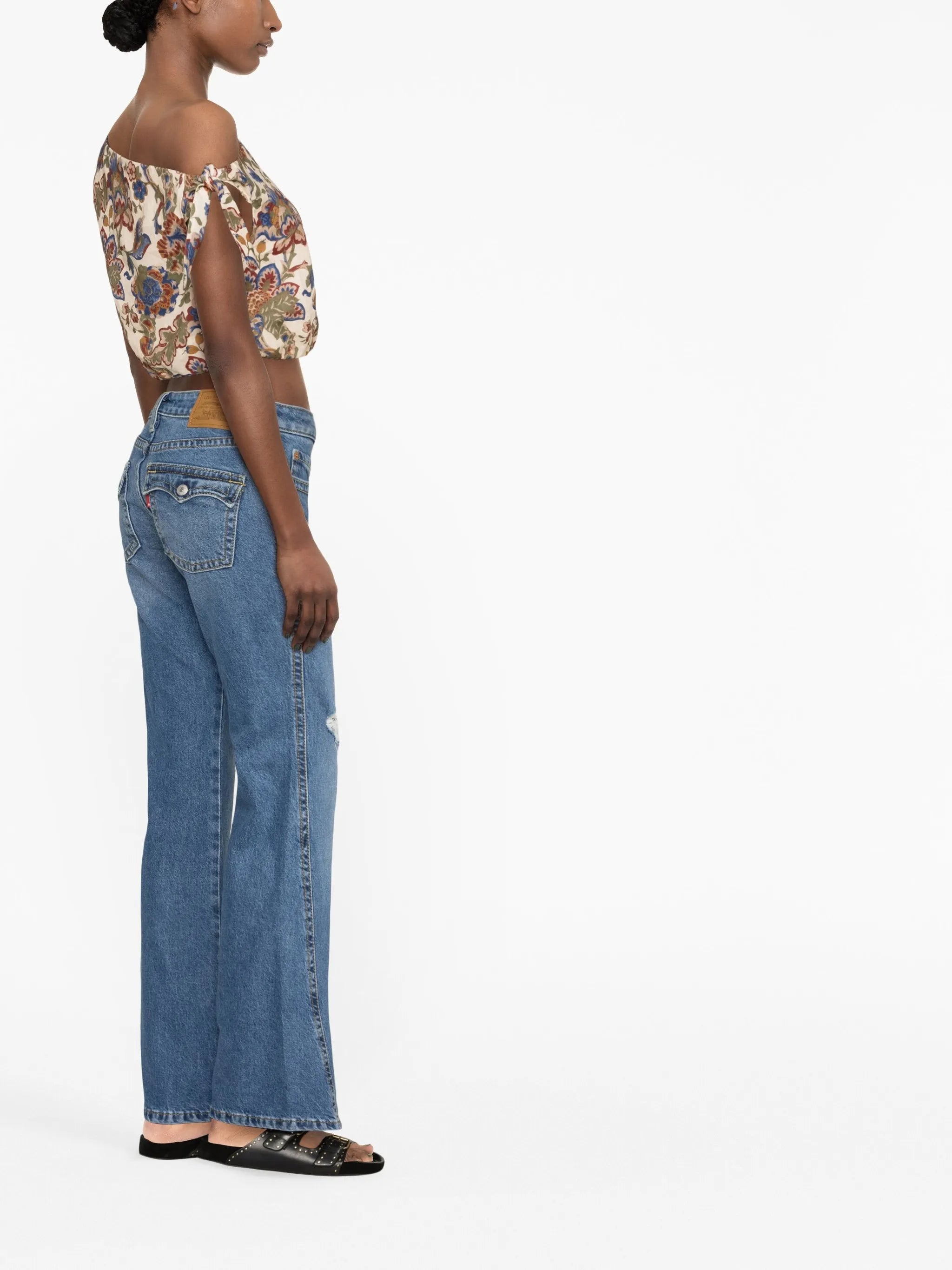 distressed-effect boyfriend jeans