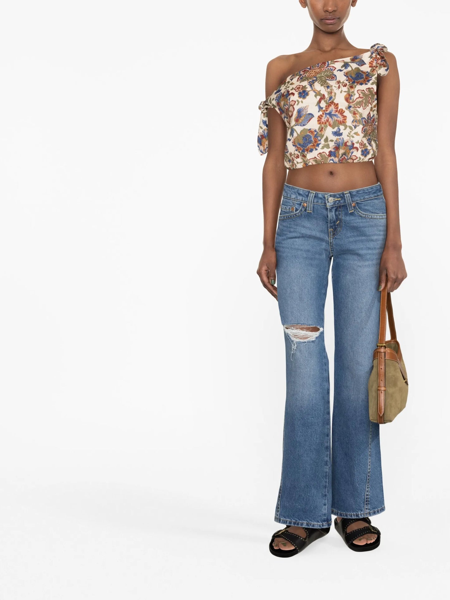 distressed-effect boyfriend jeans