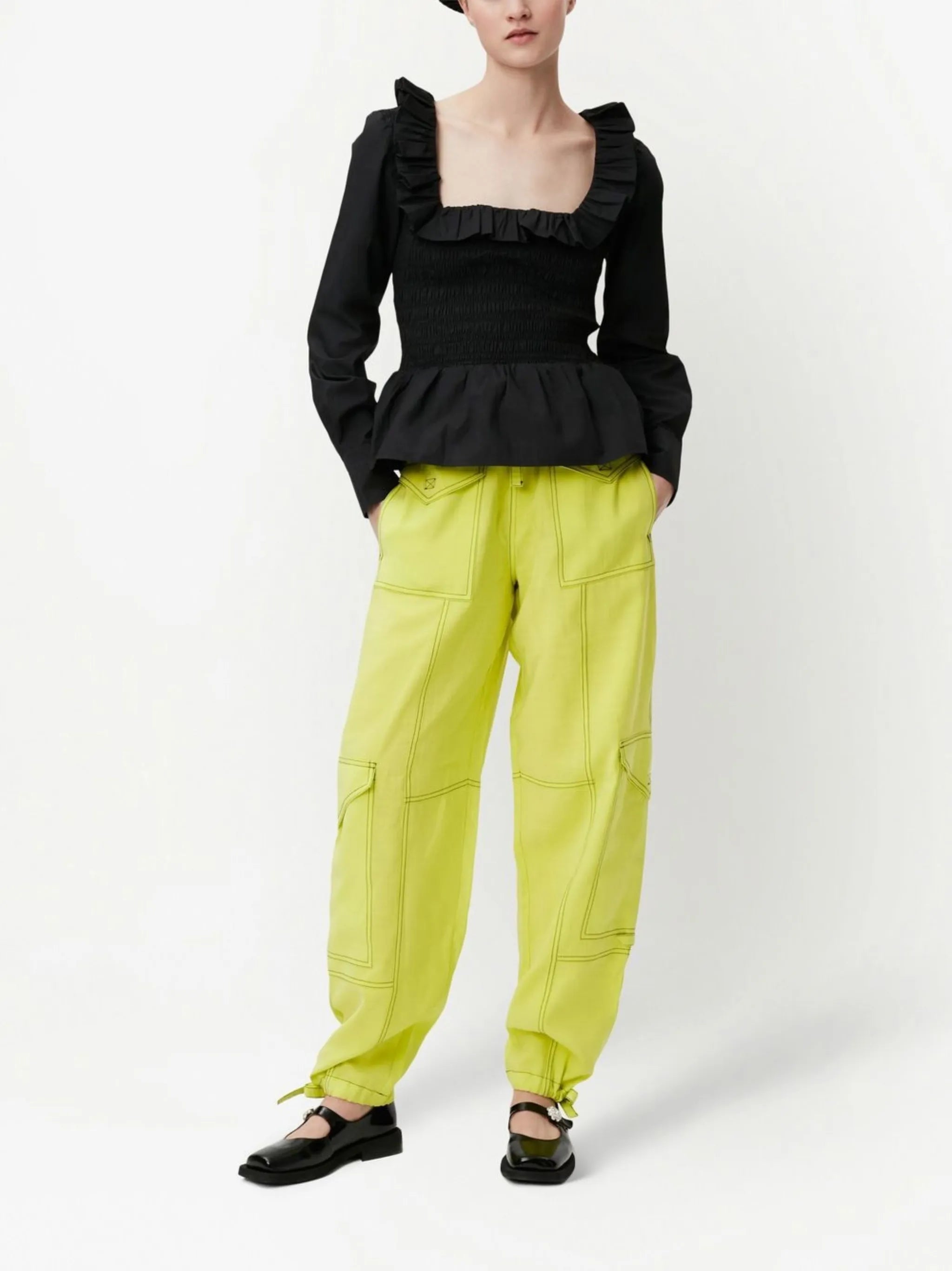 cotton poplin smock blouse