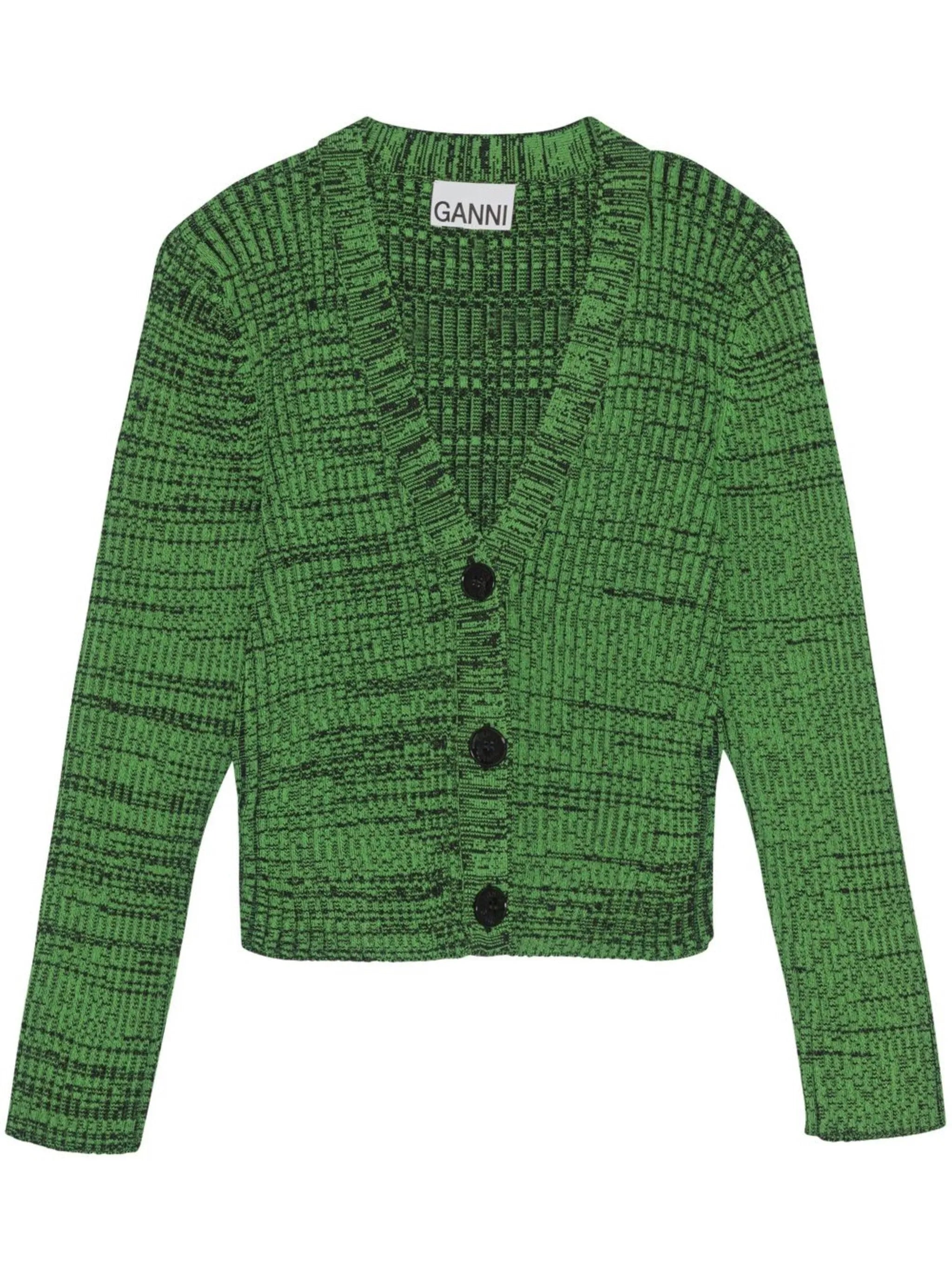 cropped melange knit cardigan
