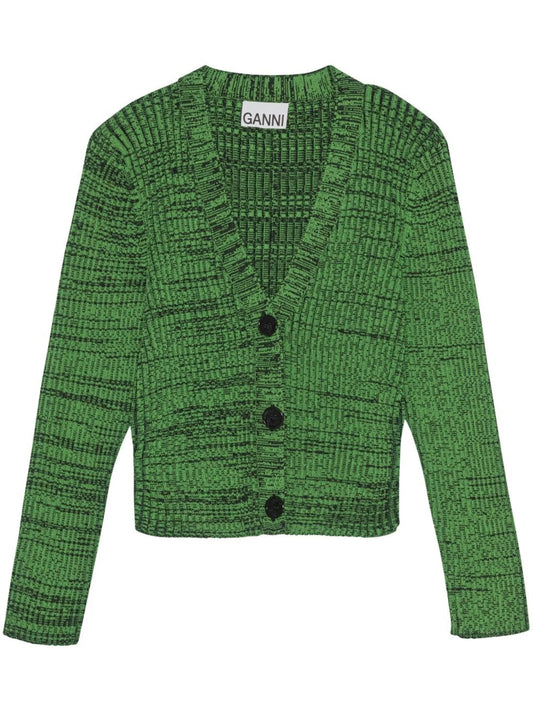 cropped melange knit cardigan