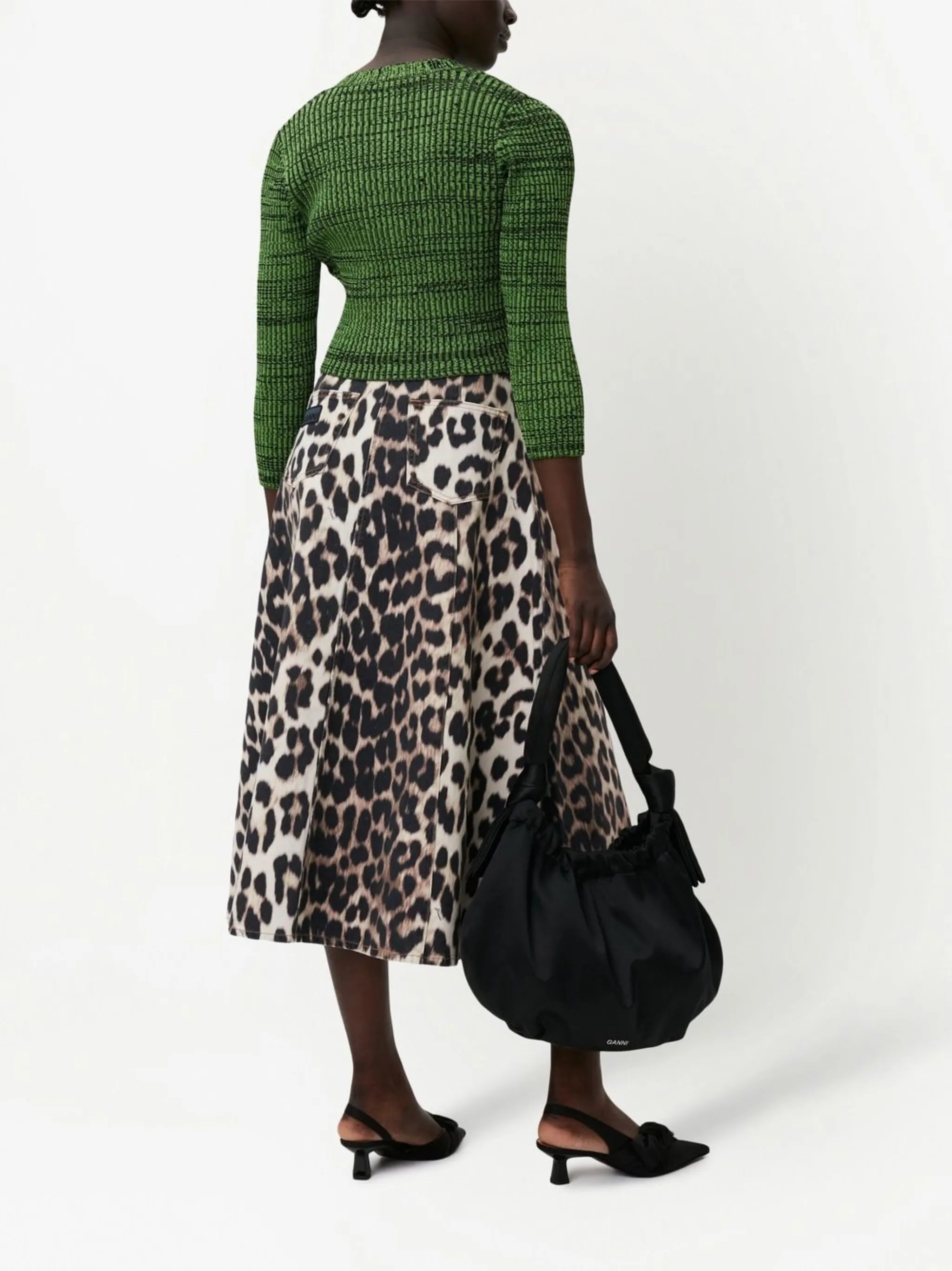 cropped melange knit cardigan