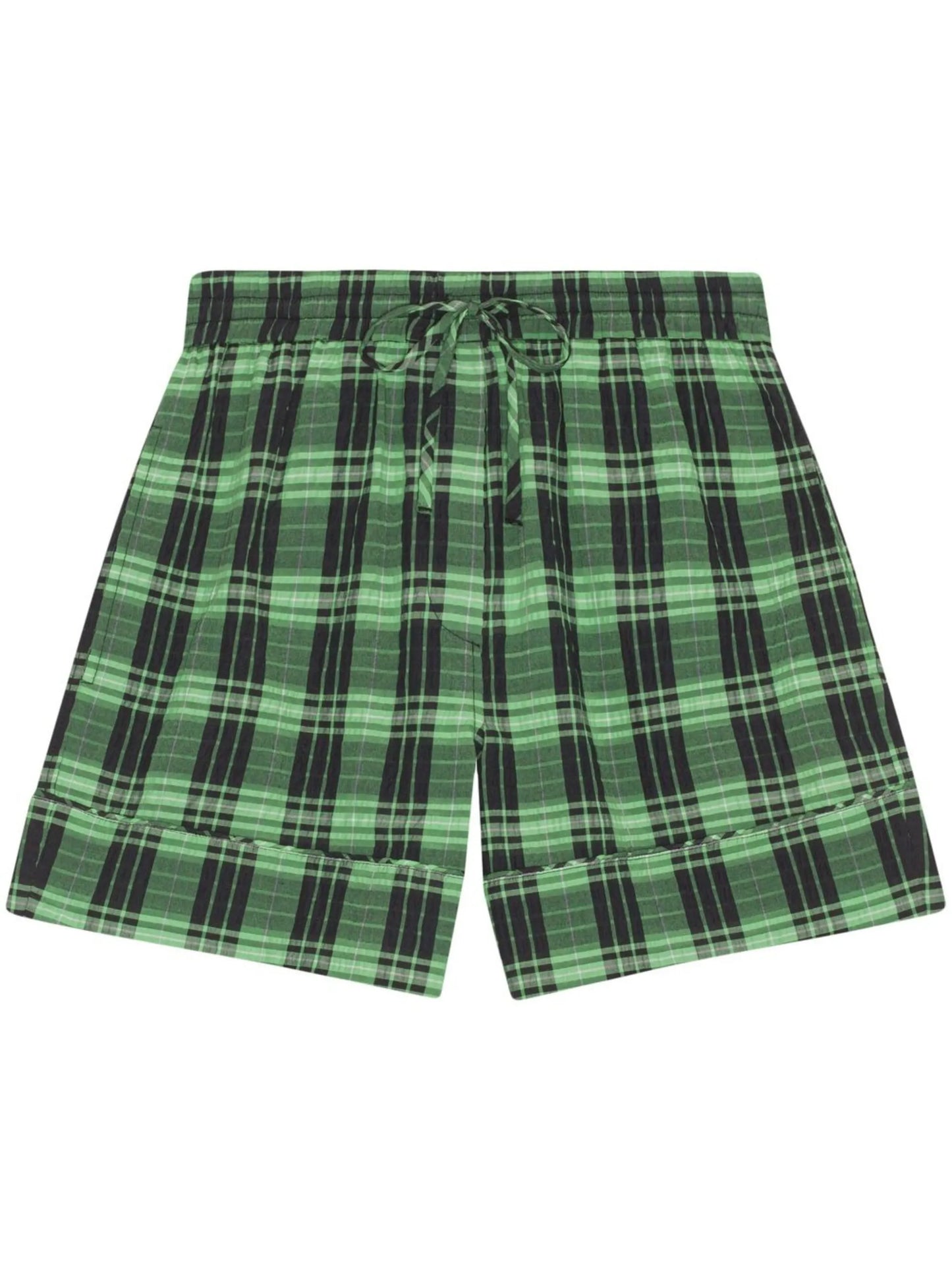plaid-check drawstring shorts