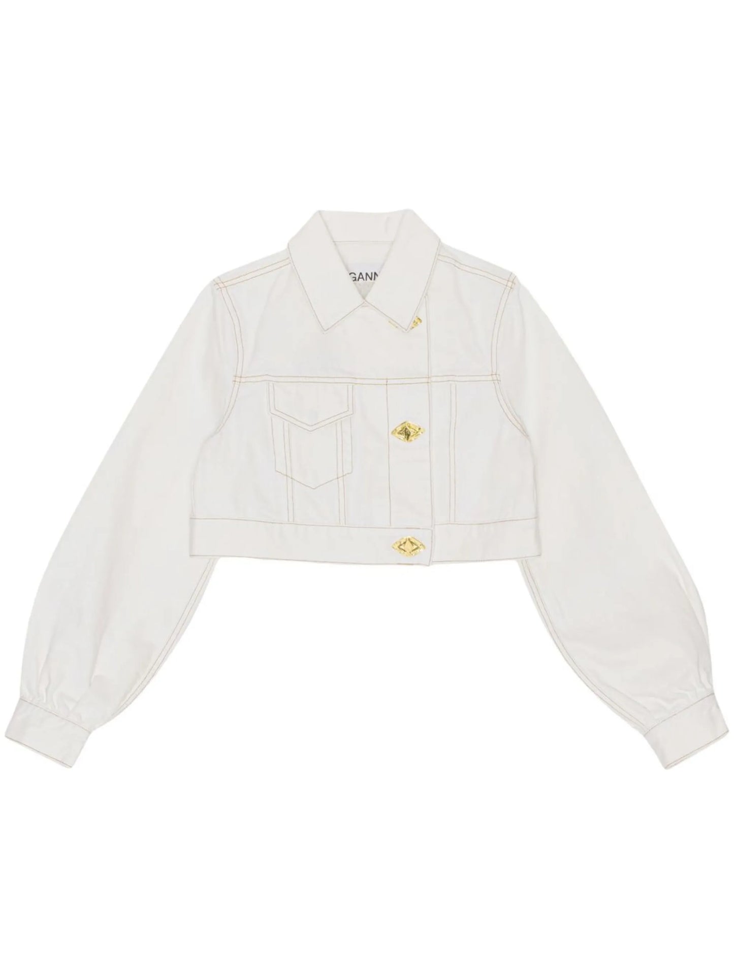 off-centre button-fastening cropped denim jacket