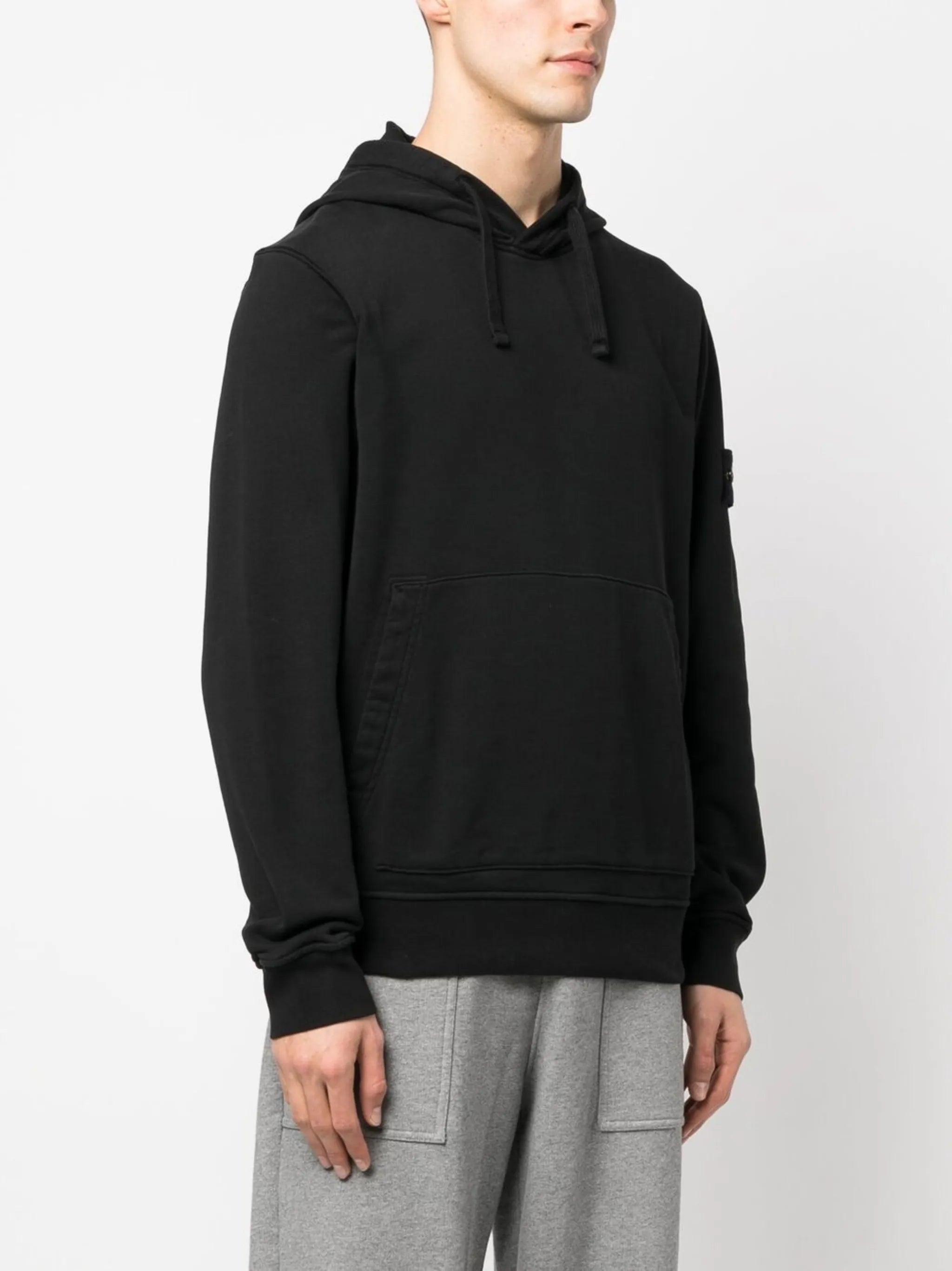 Compass-patch drawstring hoodie